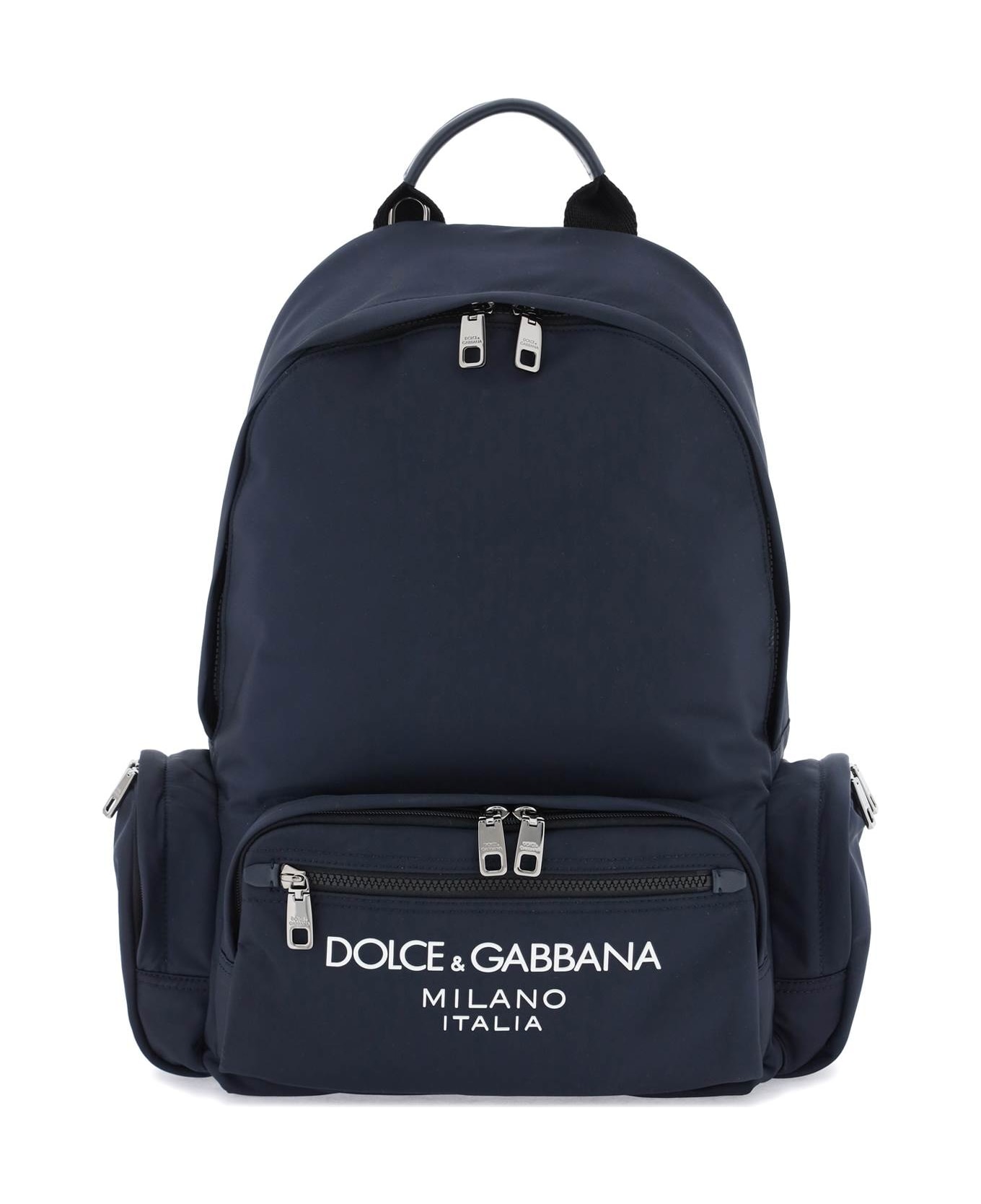 Dolce & Gabbana Nylon Backpack With Logo - BLU BLU NAVY (Blue)
