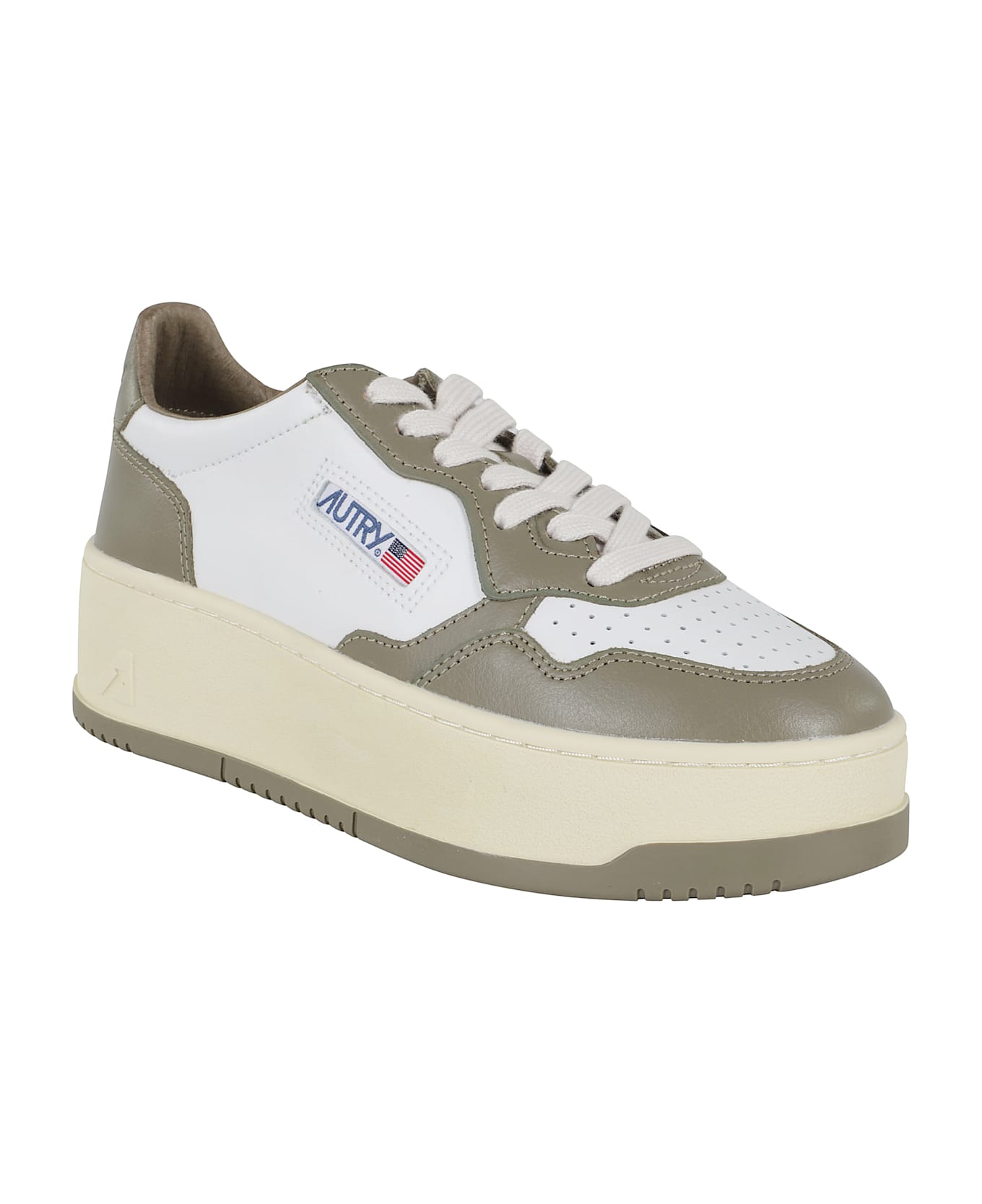 Autry Medalist Platform Sneakers In Leather - White Military