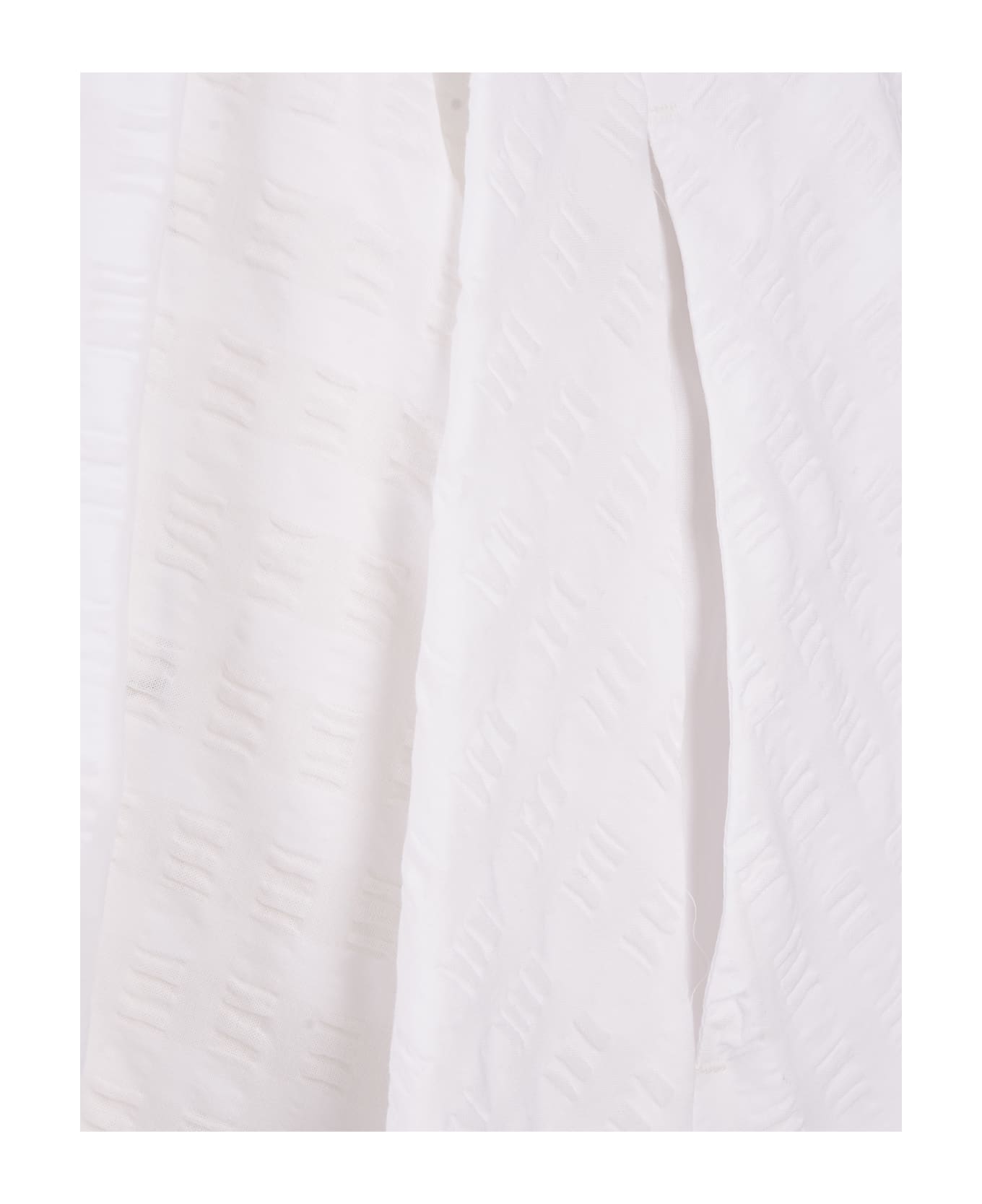 MSGM Long White Skirt In Seersucker - White