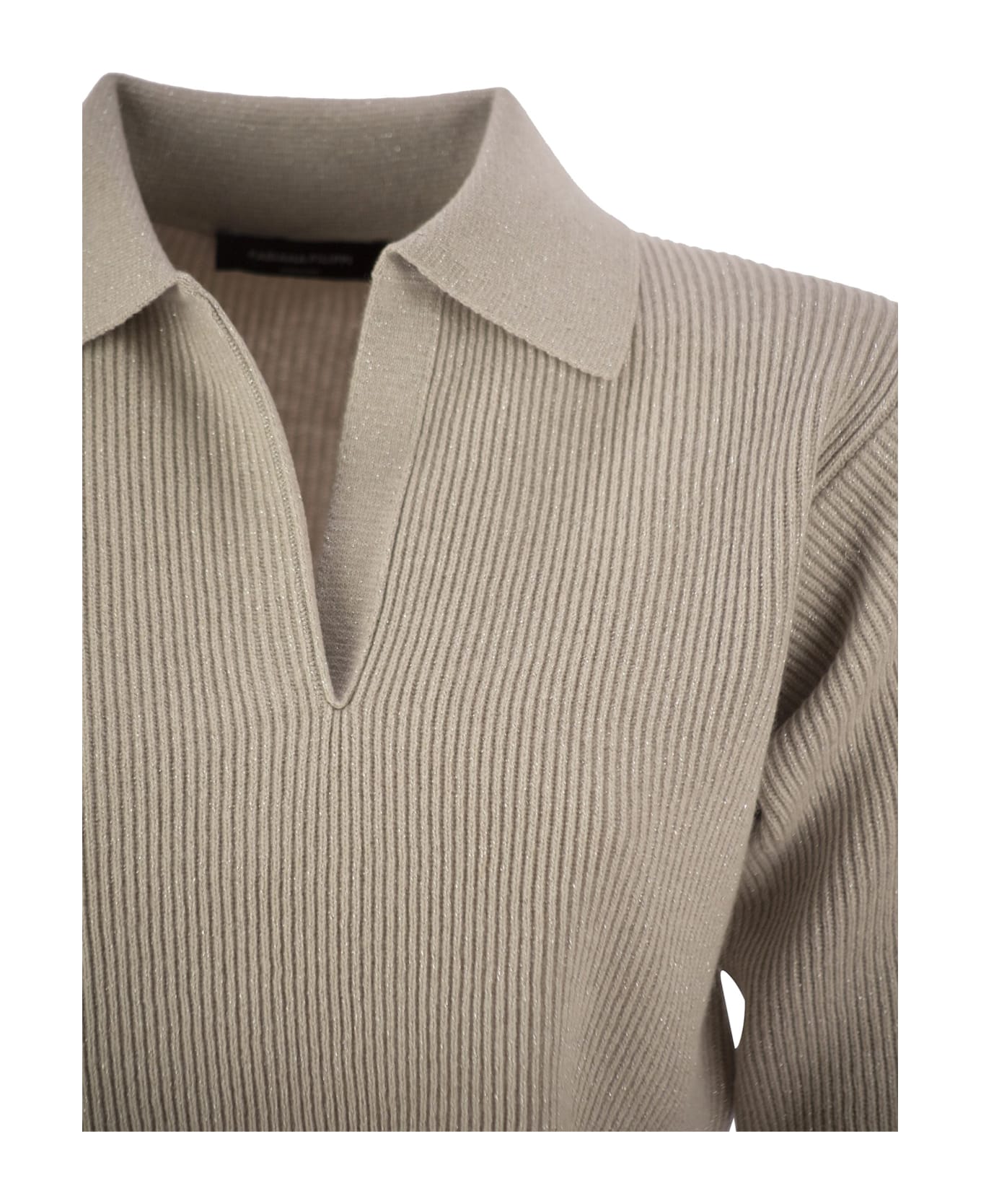 Fabiana Filippi Ribbed Knit With Polo Neck - NEUTRALS