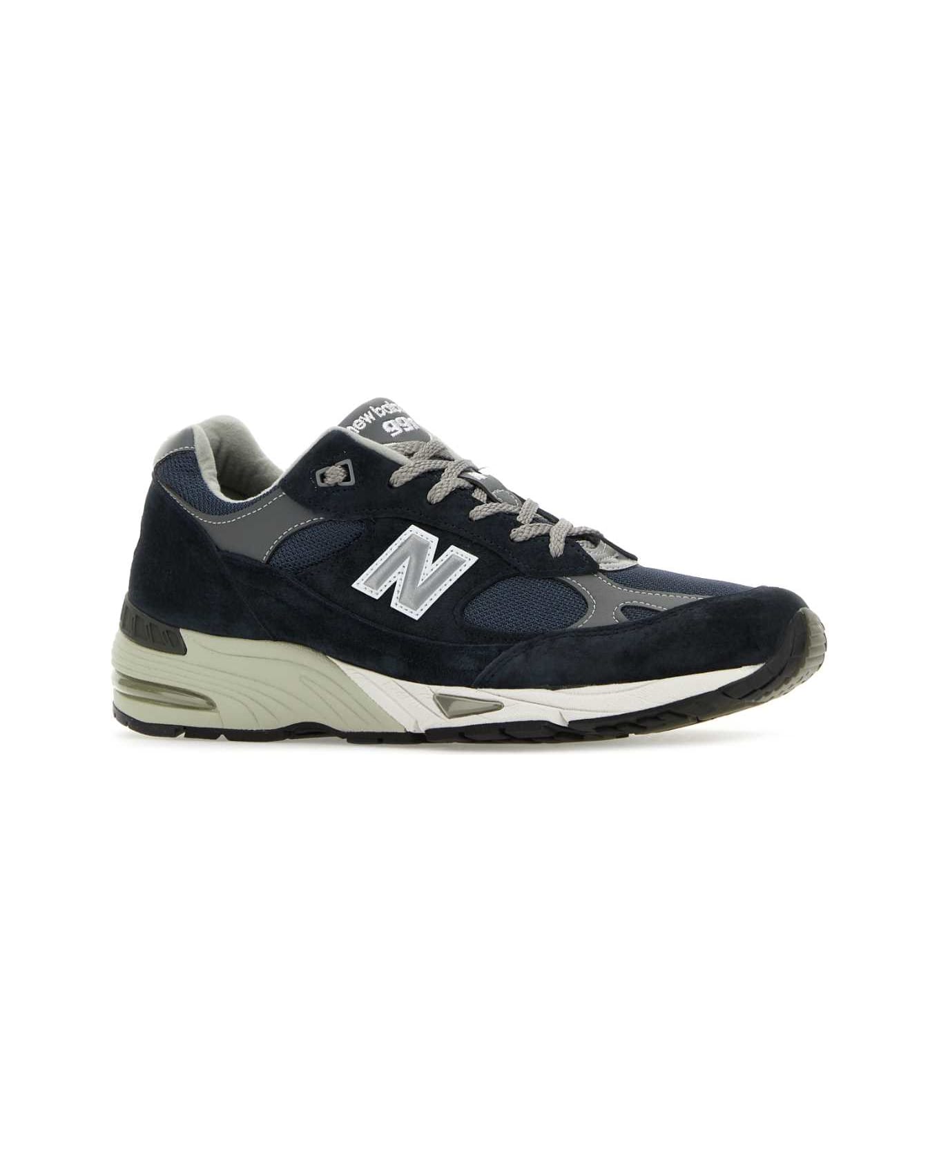New Balance Two-tone Suede And Mesh 991 Sneakers - NAVY
