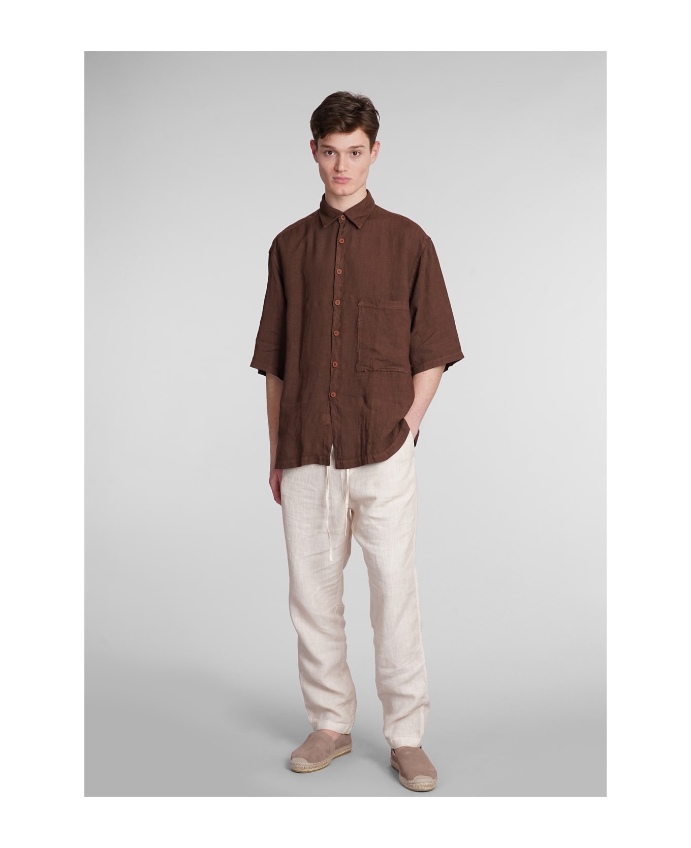 costumein Corfu Shirt In Brown Linen - brown シャツ