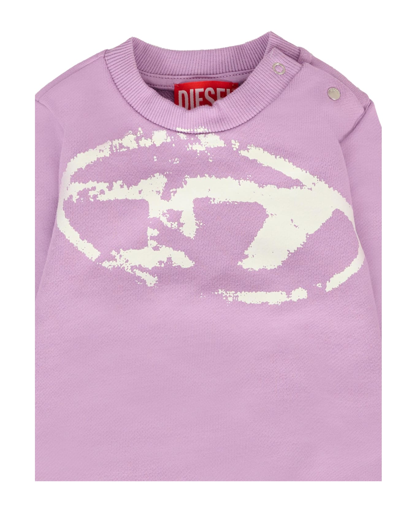 Diesel Lilac Sweatshirt For Baby Girl With Logo - Lilac