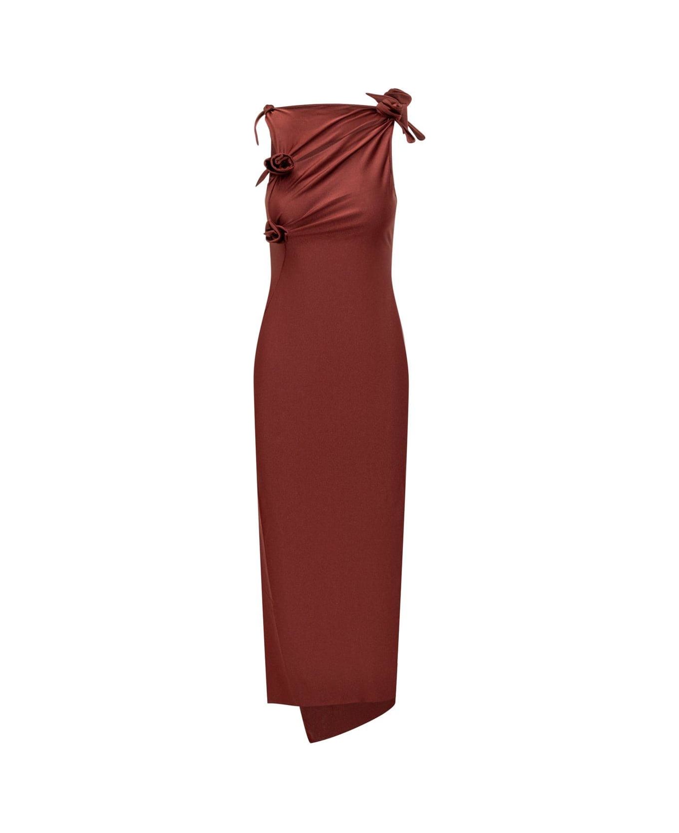 Coperni Asymmetric Flower Gown - Red