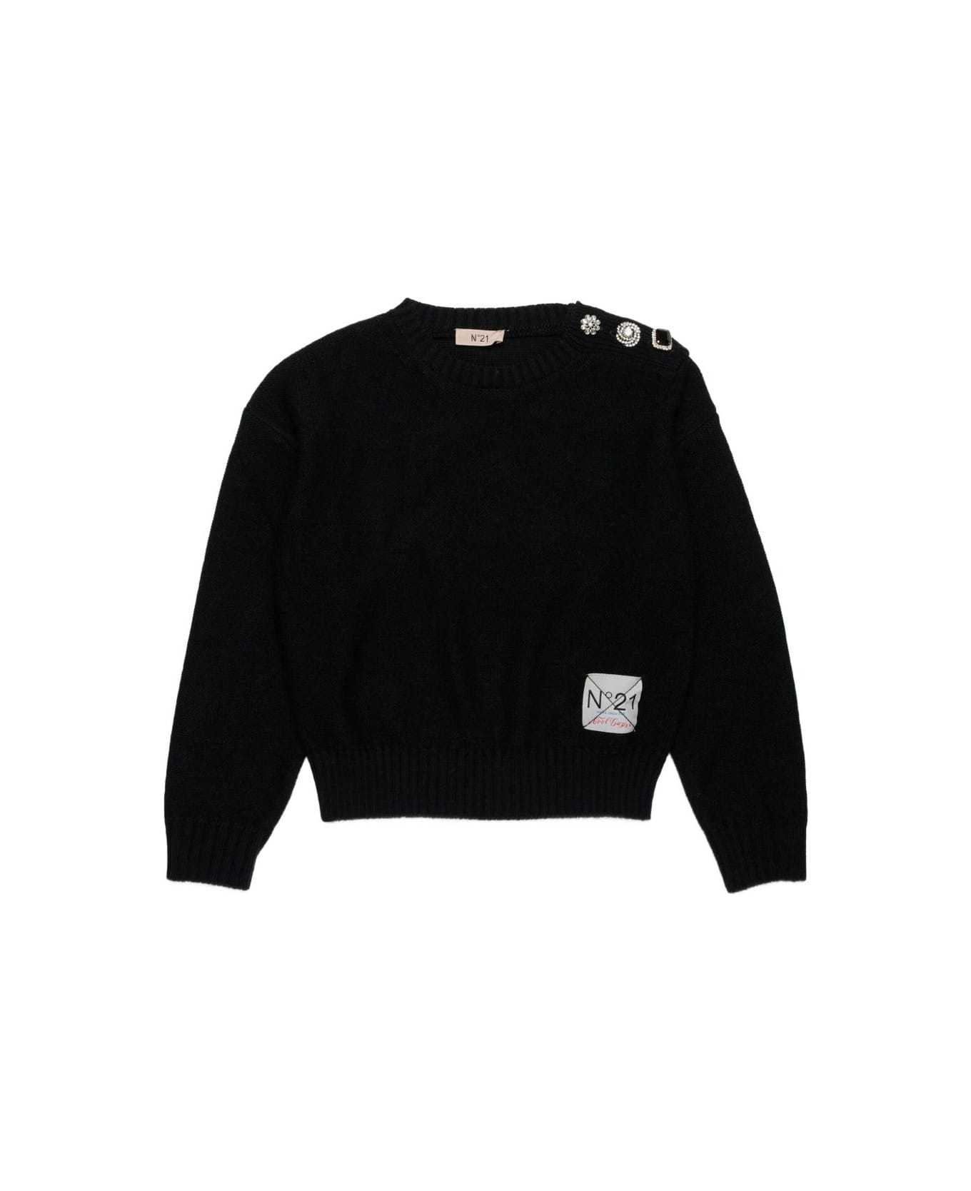 N.21 Nº21 Kids Sweater With Decorative Buttons - Black