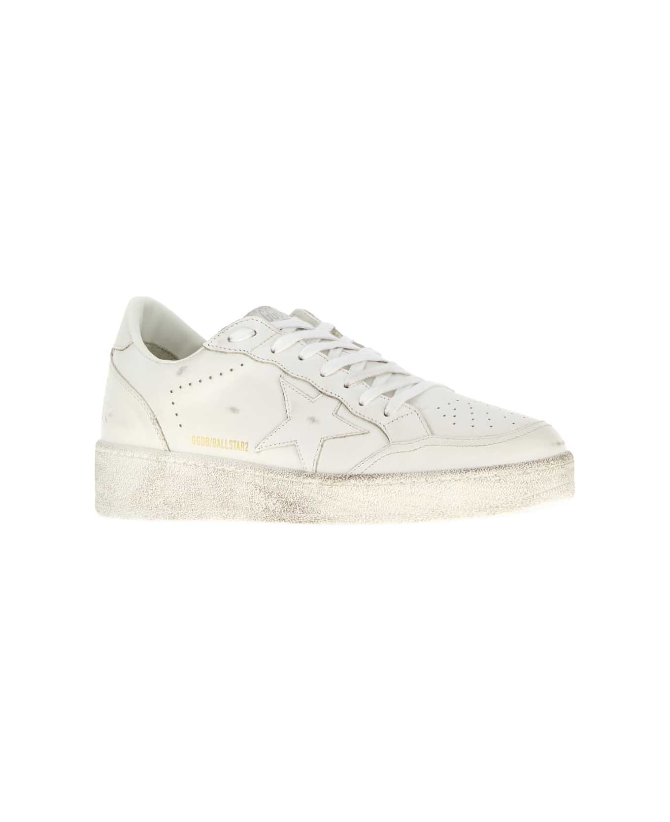 Golden Goose White Leather Ball Star 2 Sneakers - OPTICWHITE