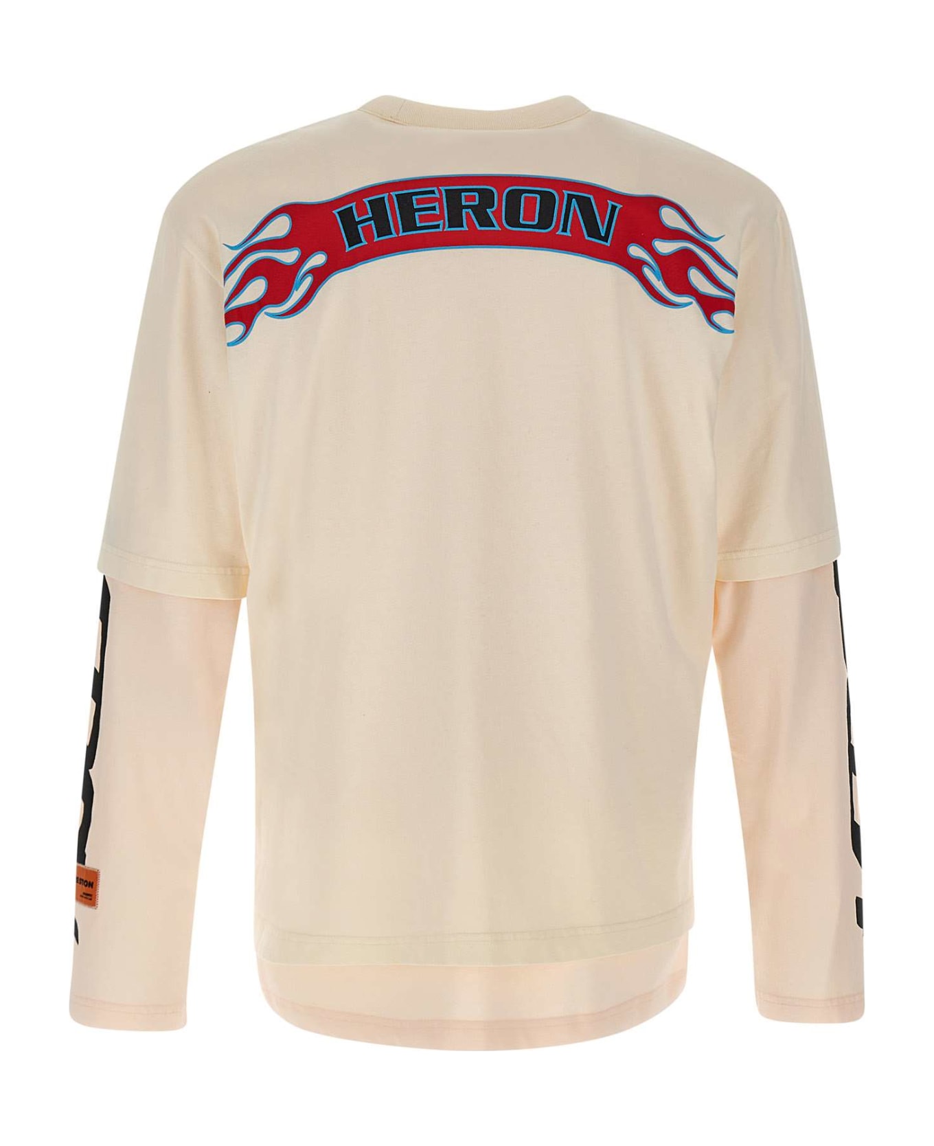 HERON PRESTON Flaming Double T-shirt - WHITE フリース
