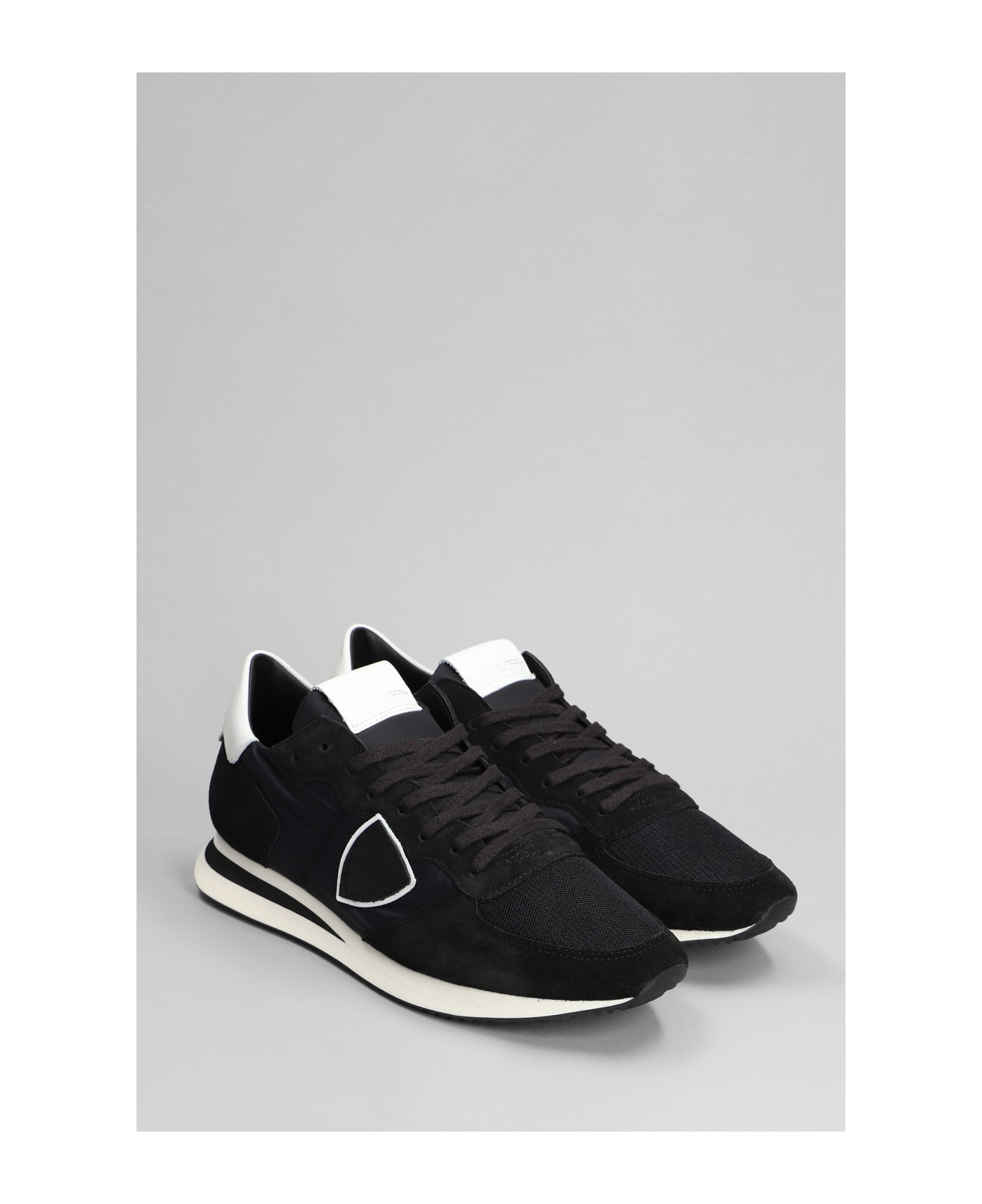 Philippe Model Trpx Low Sneakers In Black Suede And Fabric - black