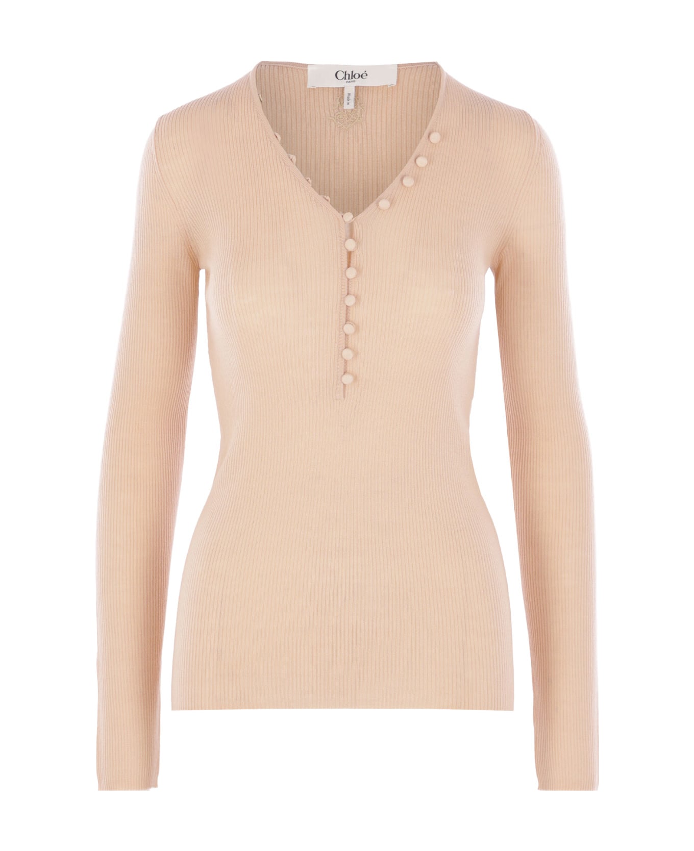 Chloé Ribbed Wool Sweater - Honey Pink
