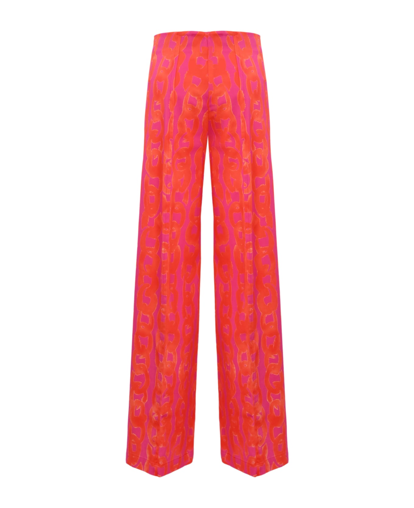 Liviana Conti Palazzo Trousers With Chain Print - Fuxia/goji