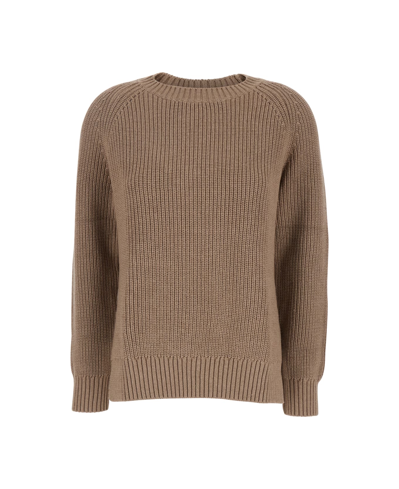 Parosh Brown Knit Crewneck Sweater In Cotton And Cashmere Blend Woman - Brown