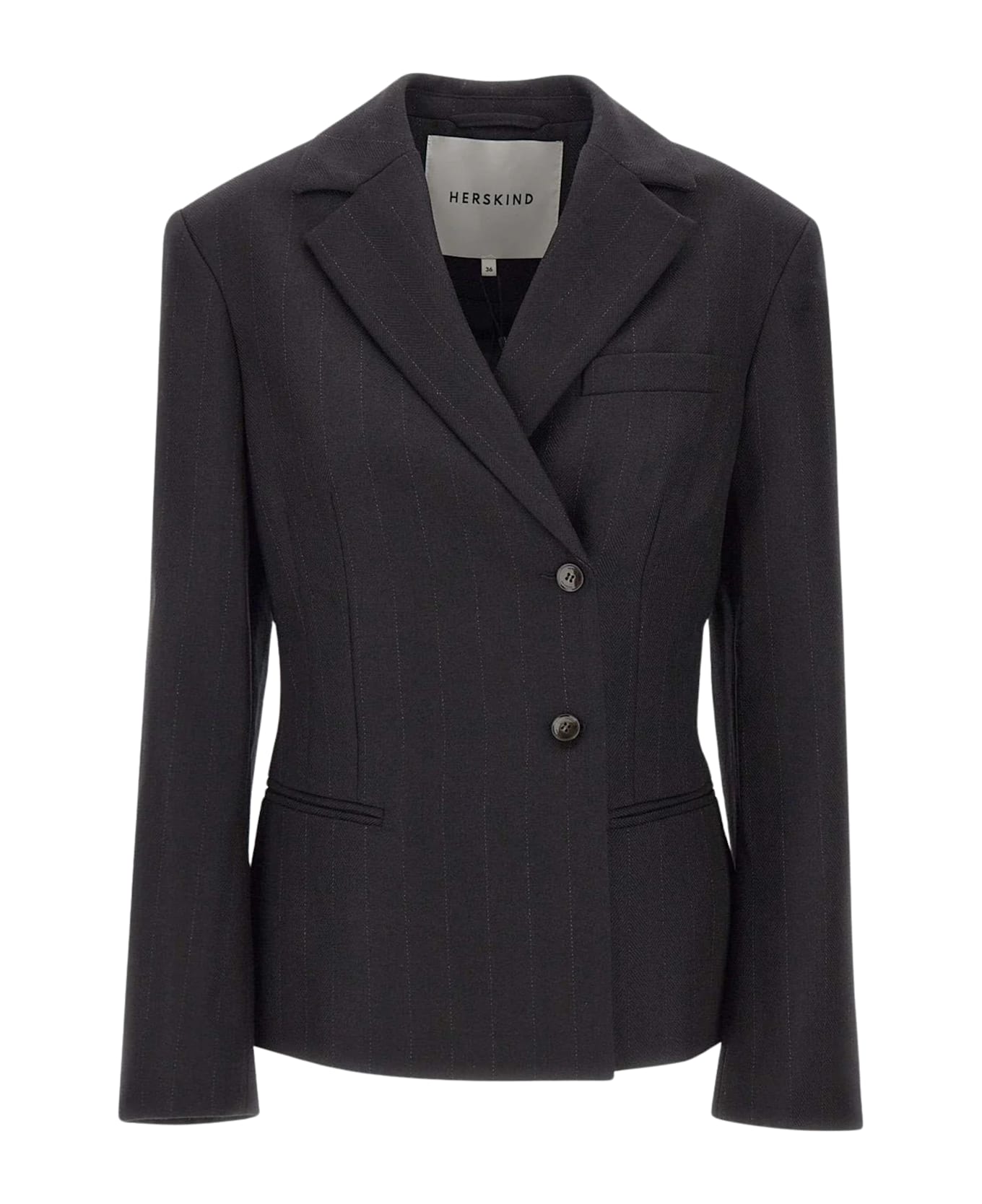 Herskind Sailor Wool Fitted Blazer - Black Pinstripe