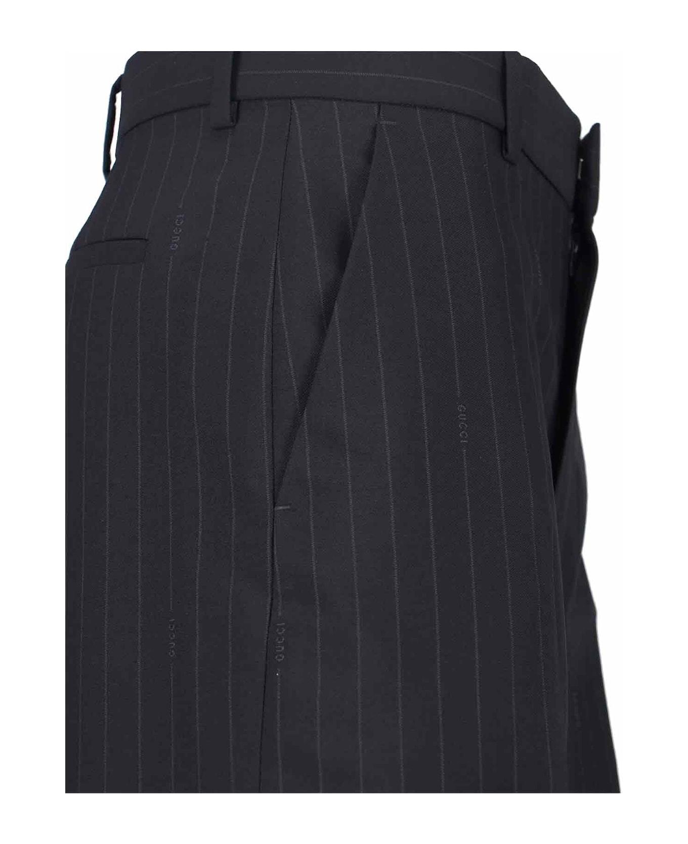 Gucci Pinstripe Wool Pants - Black  