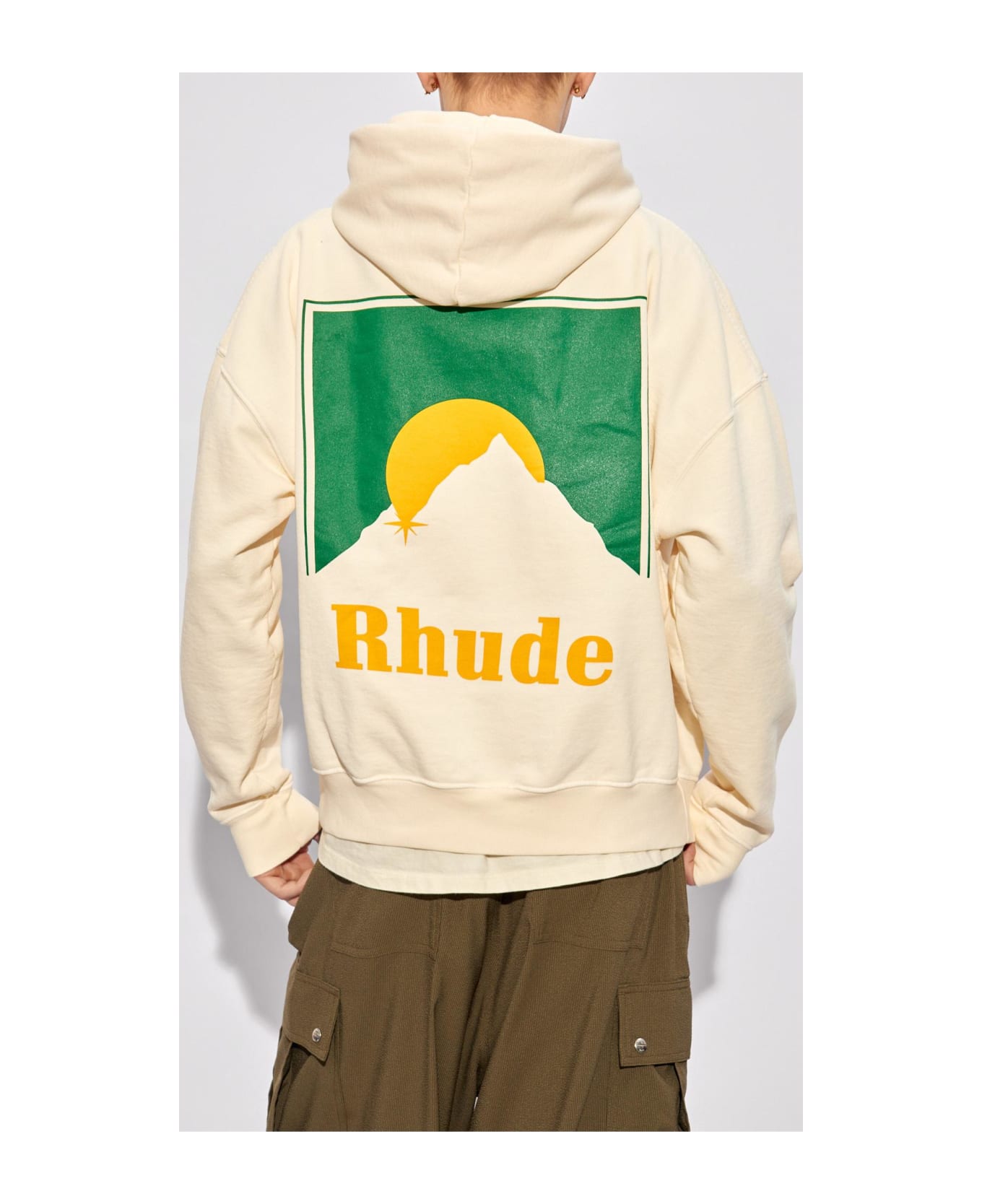 Rhude Hoodie With Logo - Bianco sporco