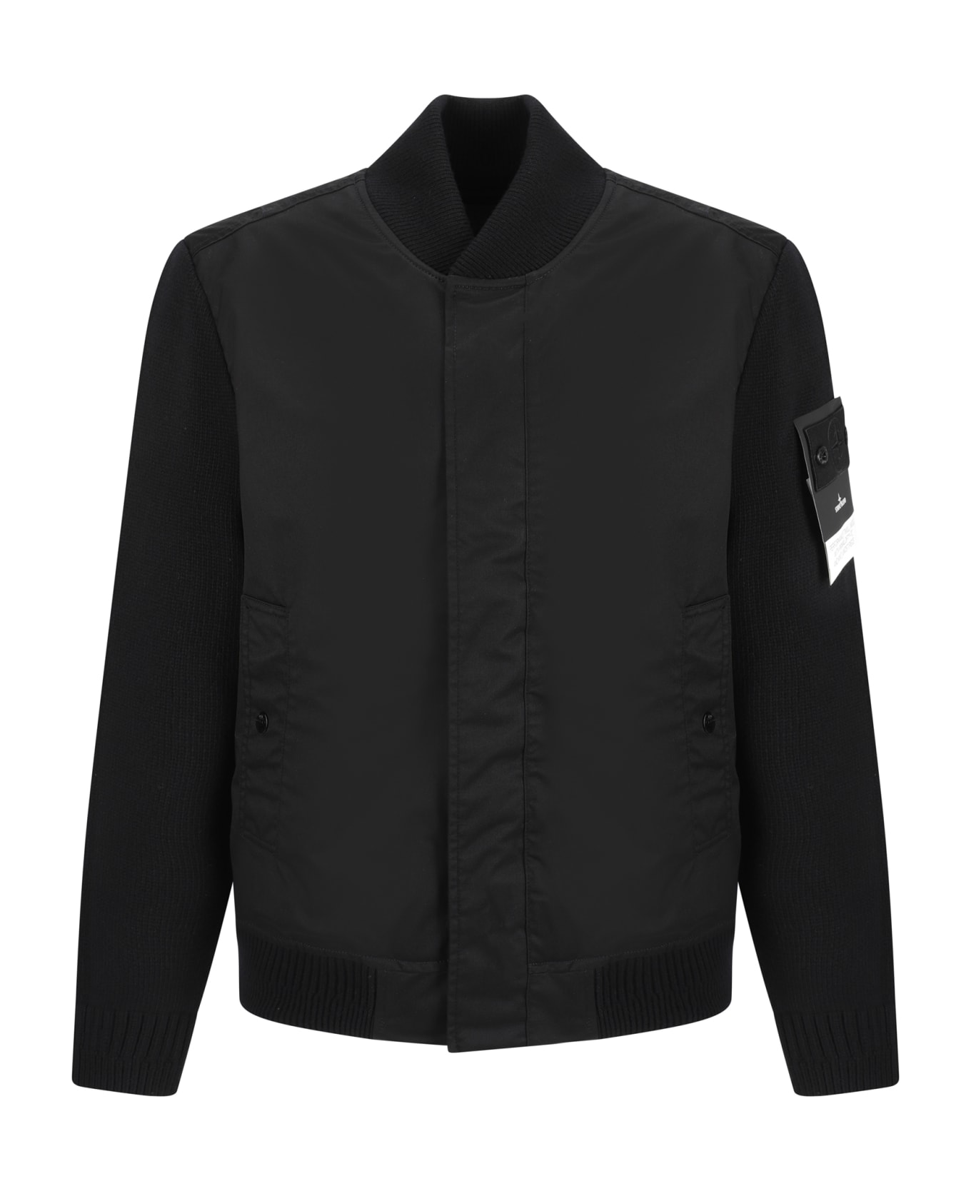 Stone Island 'performance Twill Wool' Bomber Jacket - Black