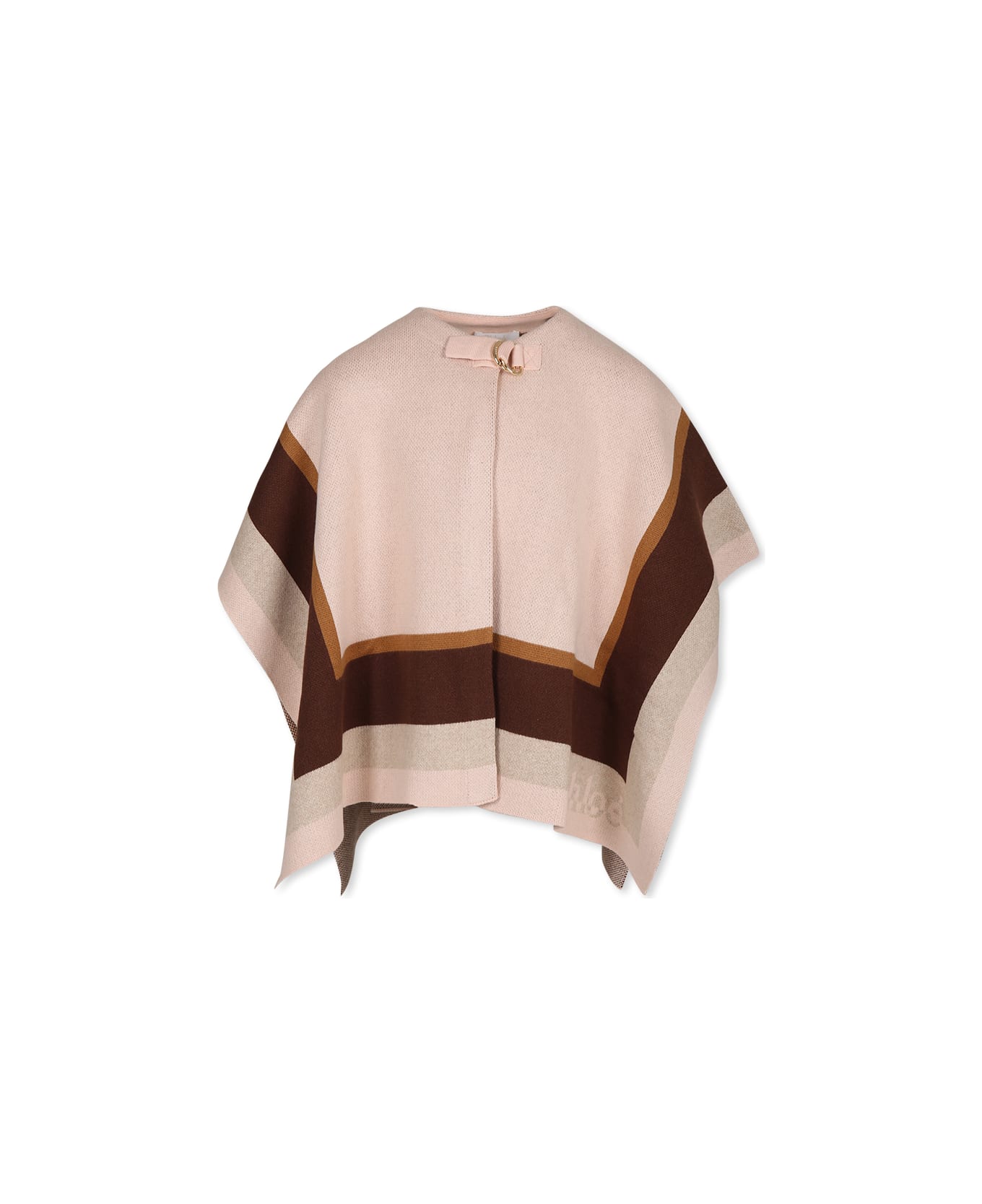 Chloé Pink Cape For Girl With Logo - Rosa antico