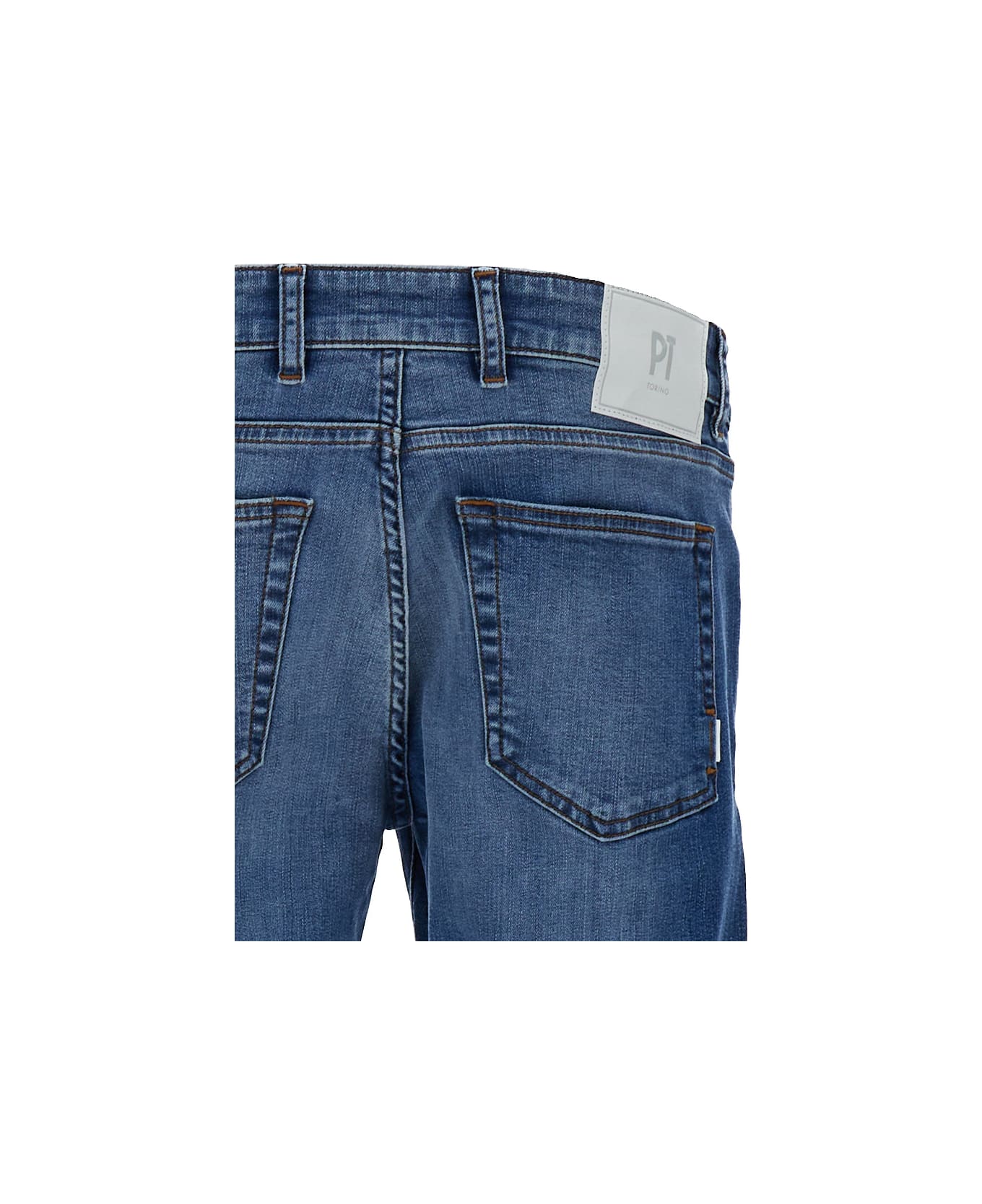 PT01 Light Blue Medium Waist 'swing' Jeans In Cotton Blend Man - Blu