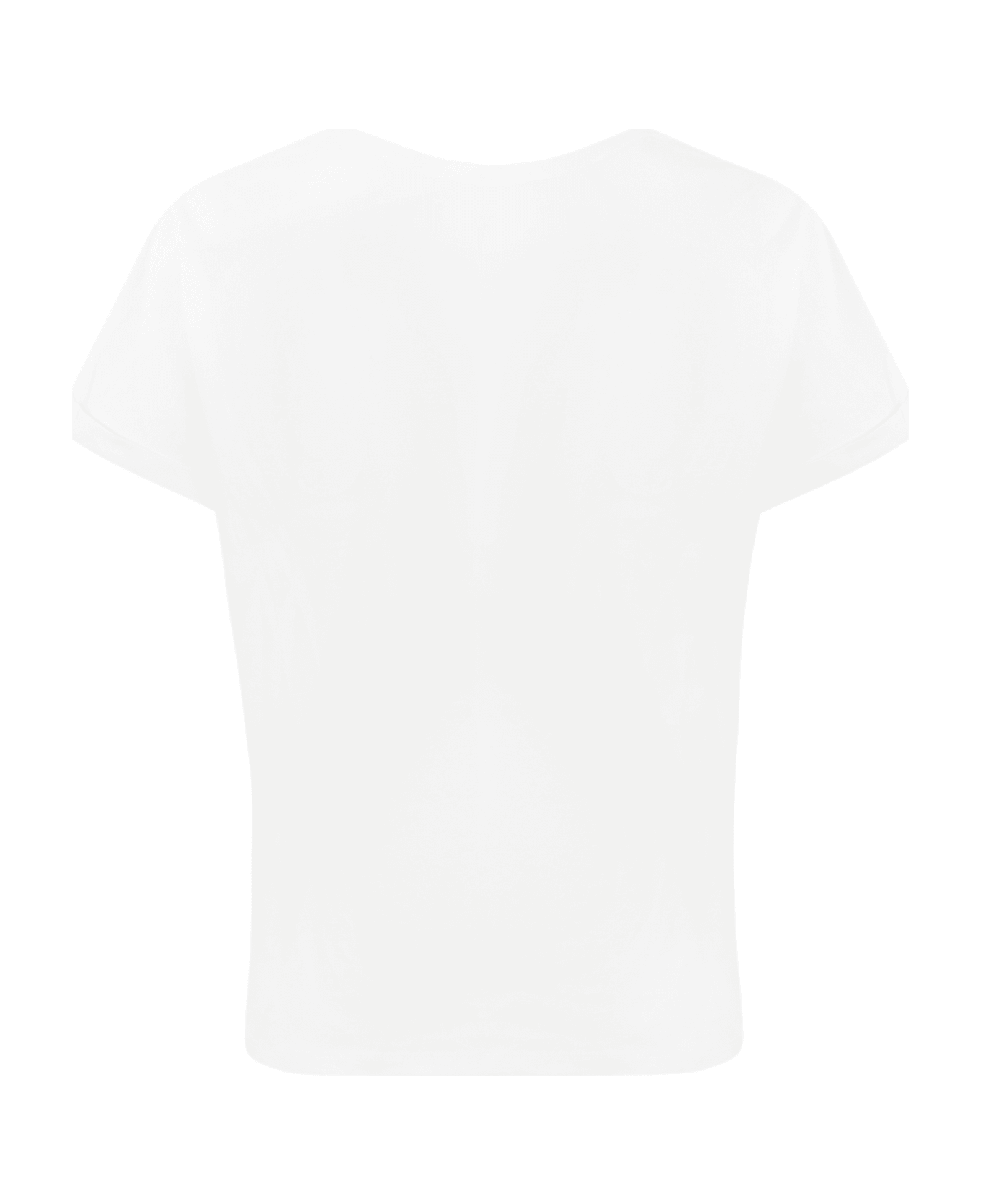 TwinSet T-shirt With Label And Rhinestones - Bianco Ottico
