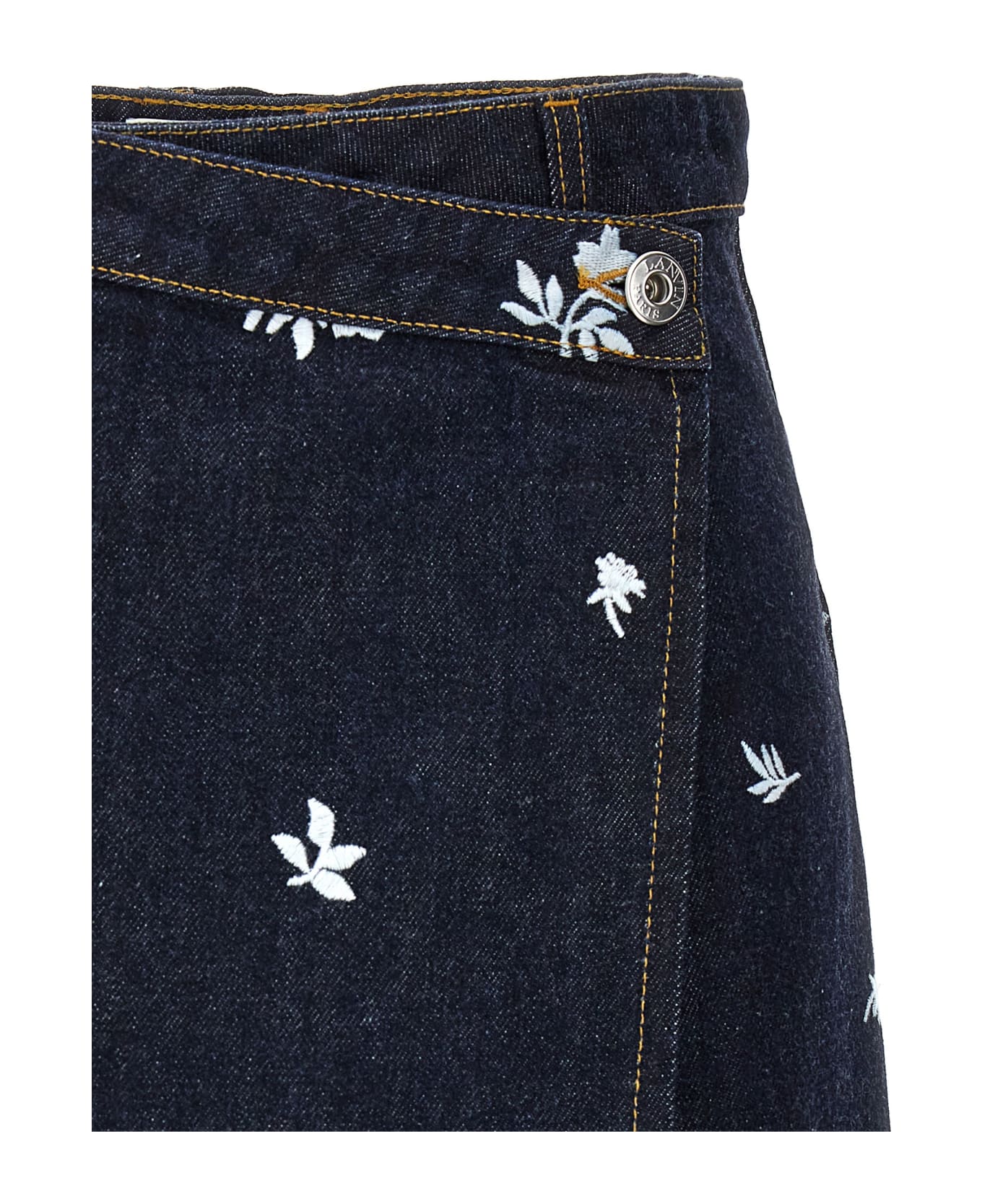 Lanvin All-over Embroidery Skirt - Navy Blue