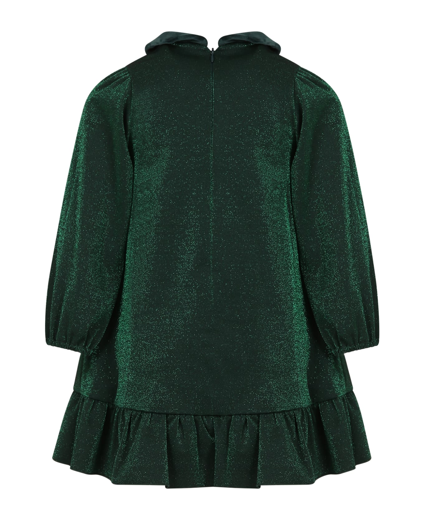 La stupenderia Green Dress For Girl With Bow - Green