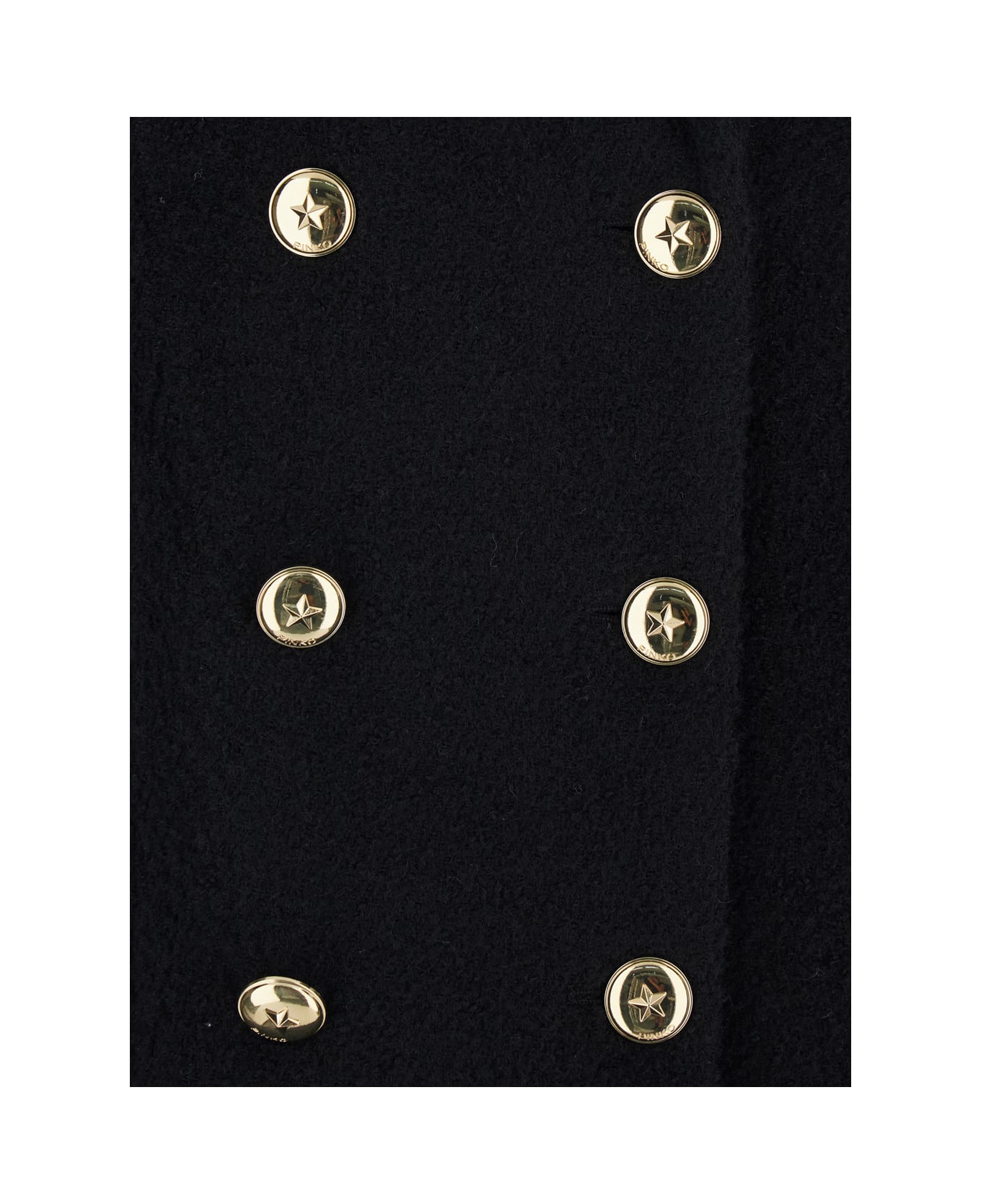Pinko 
canederli
 Black Double-breasted Coat With Wide Notched Revers In Wool Woman - Black