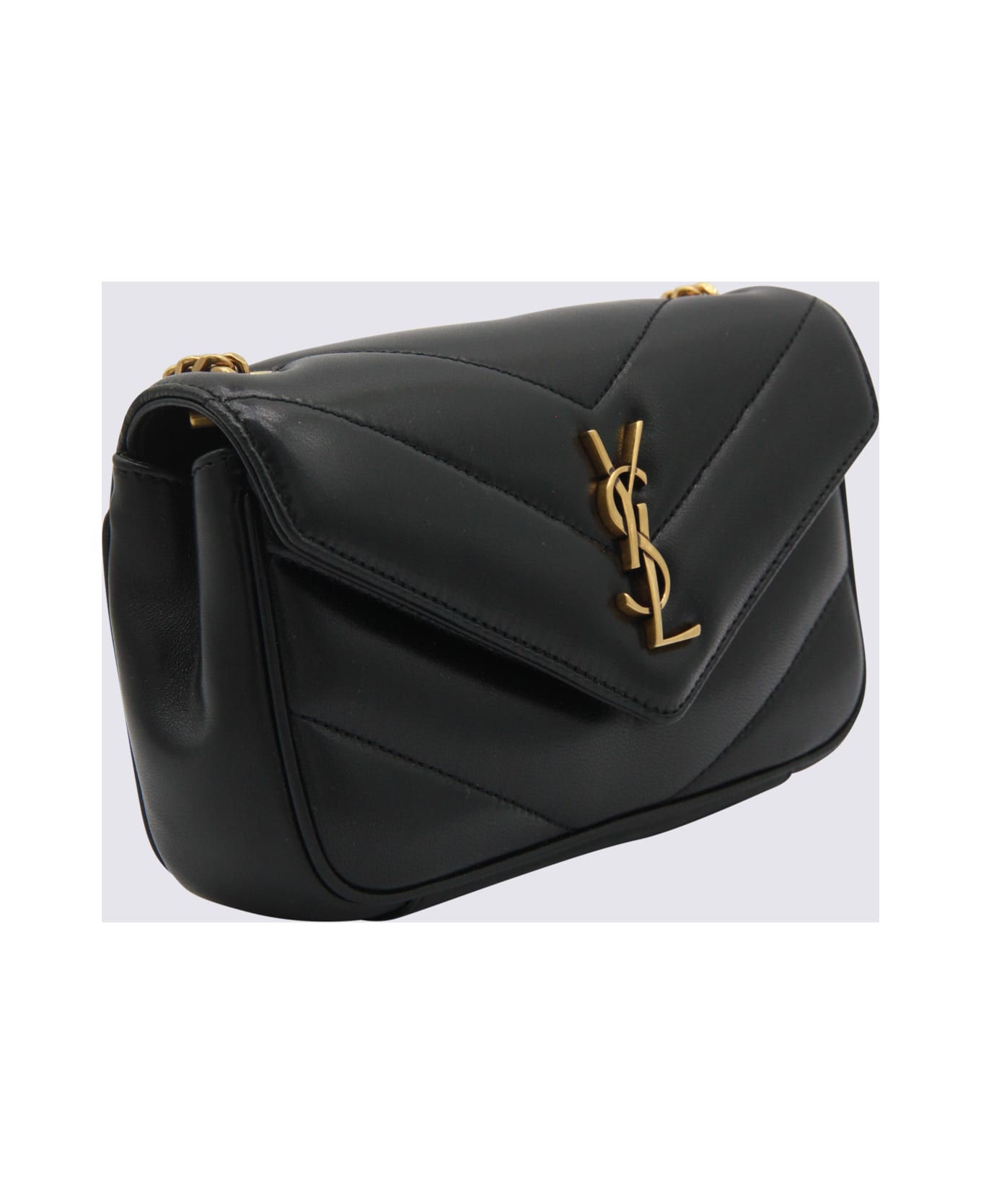 Saint Laurent Black Leather Loulou Mini Bag - Black