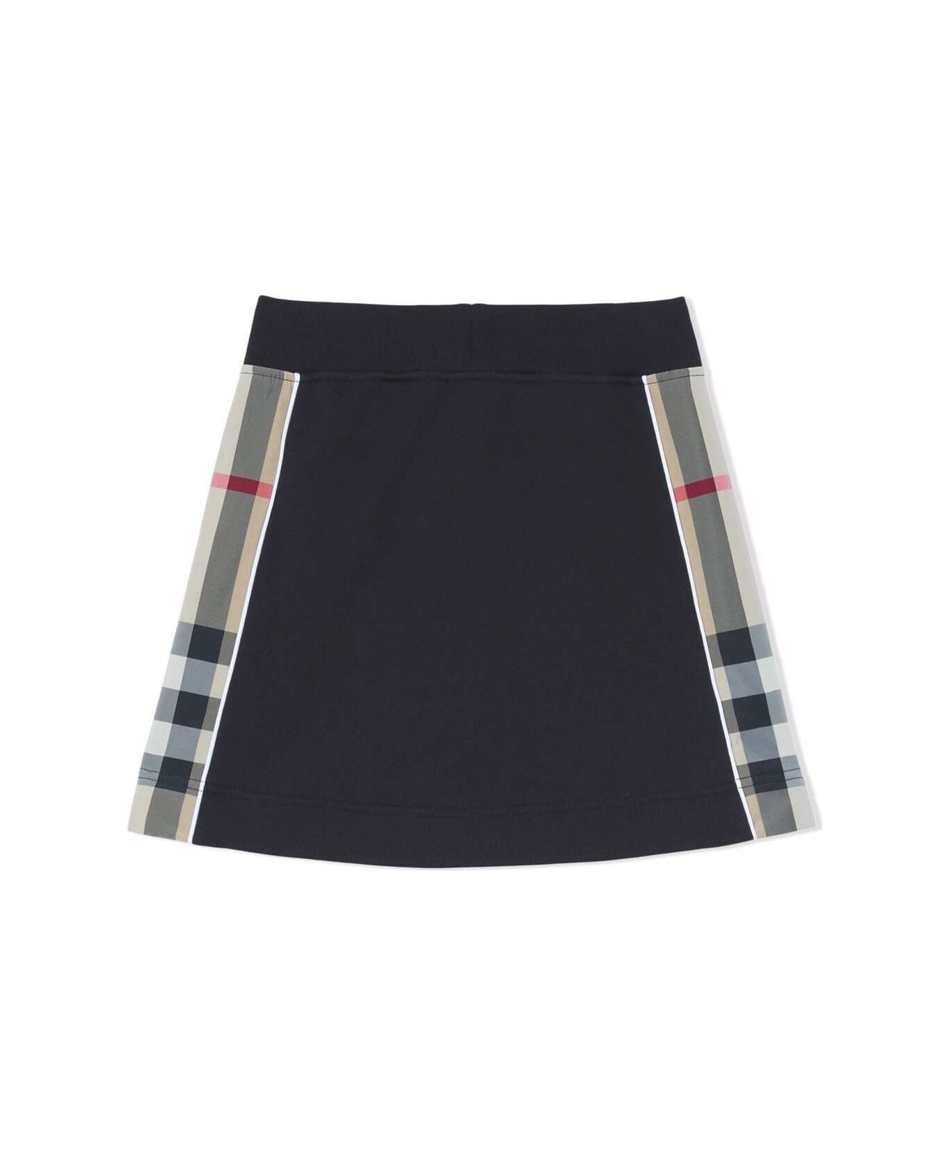 Burberry Black Cotton Skirt With Vintage Check Inserts - Black
