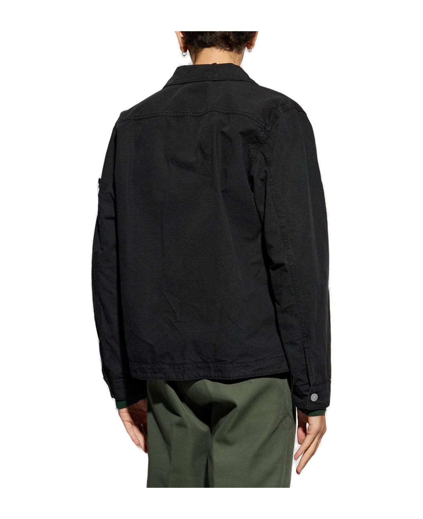 Stone Island Logo Patch Shirt Jacket - BLACK