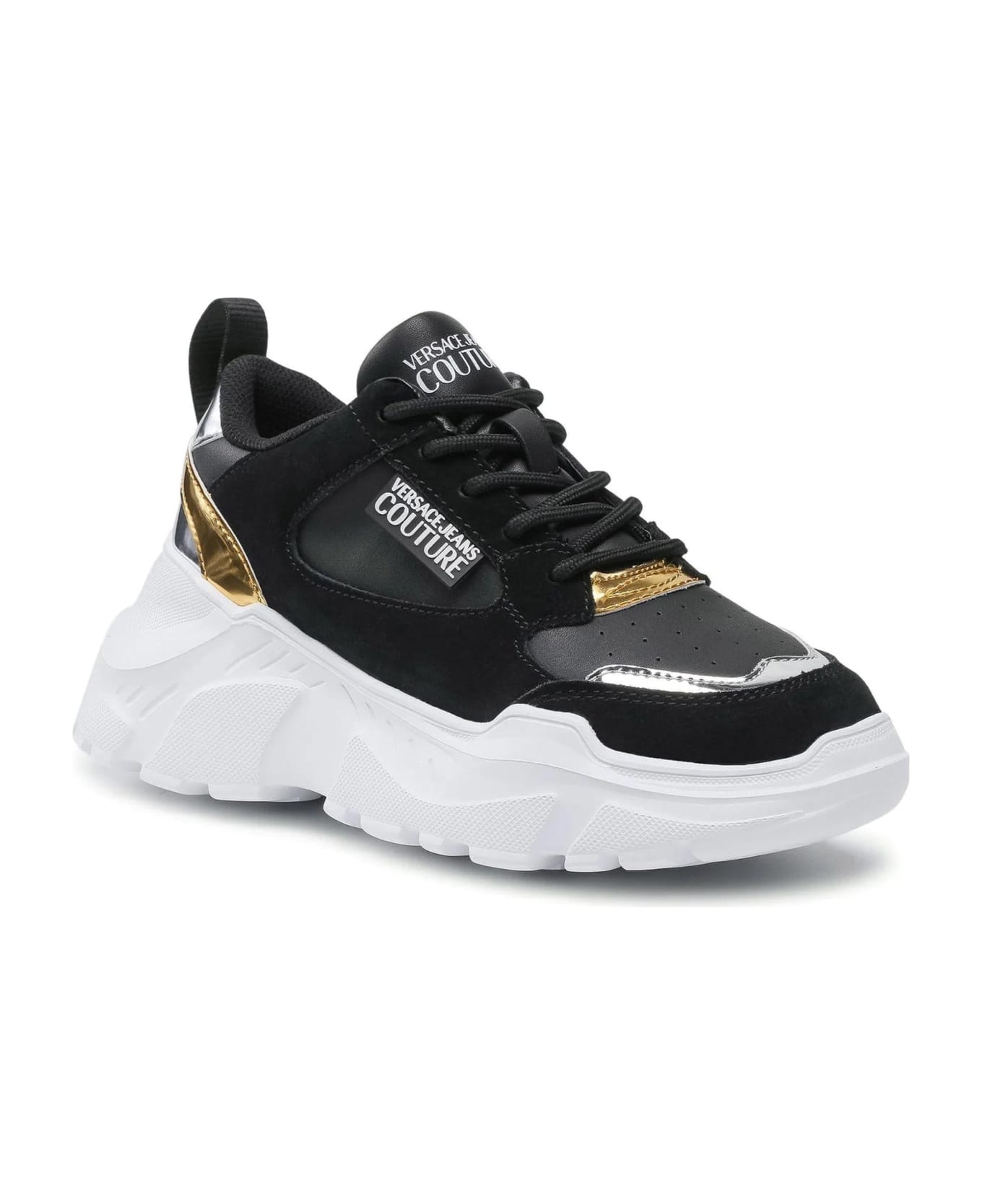 Versace Jeans Couture Jeans Couture Leather And Suede Sneakers - Black