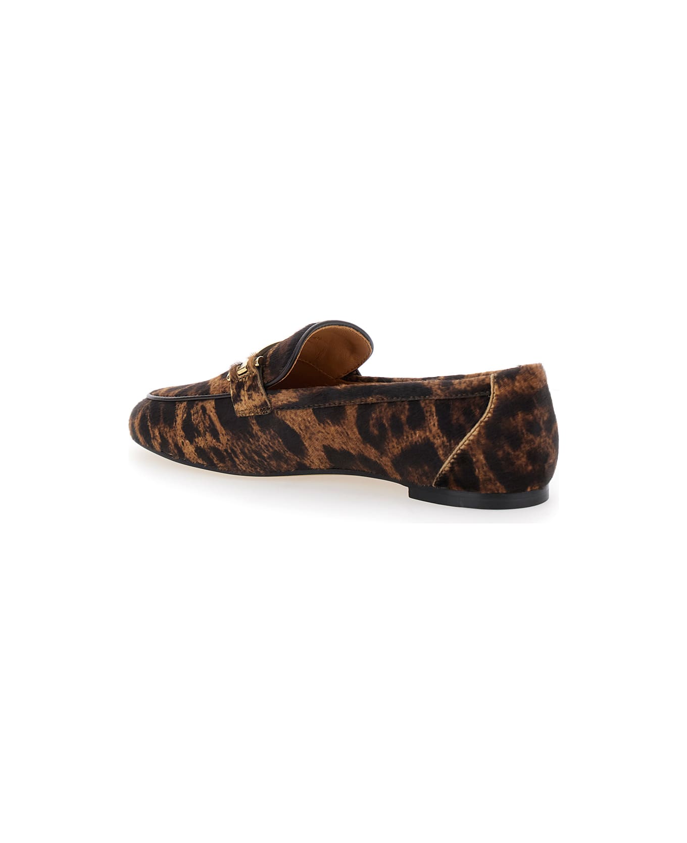 Tod
s Brown Loafers With Logo Plaque On The Front And All-over Leopard Motif In Suede Woman - Brown