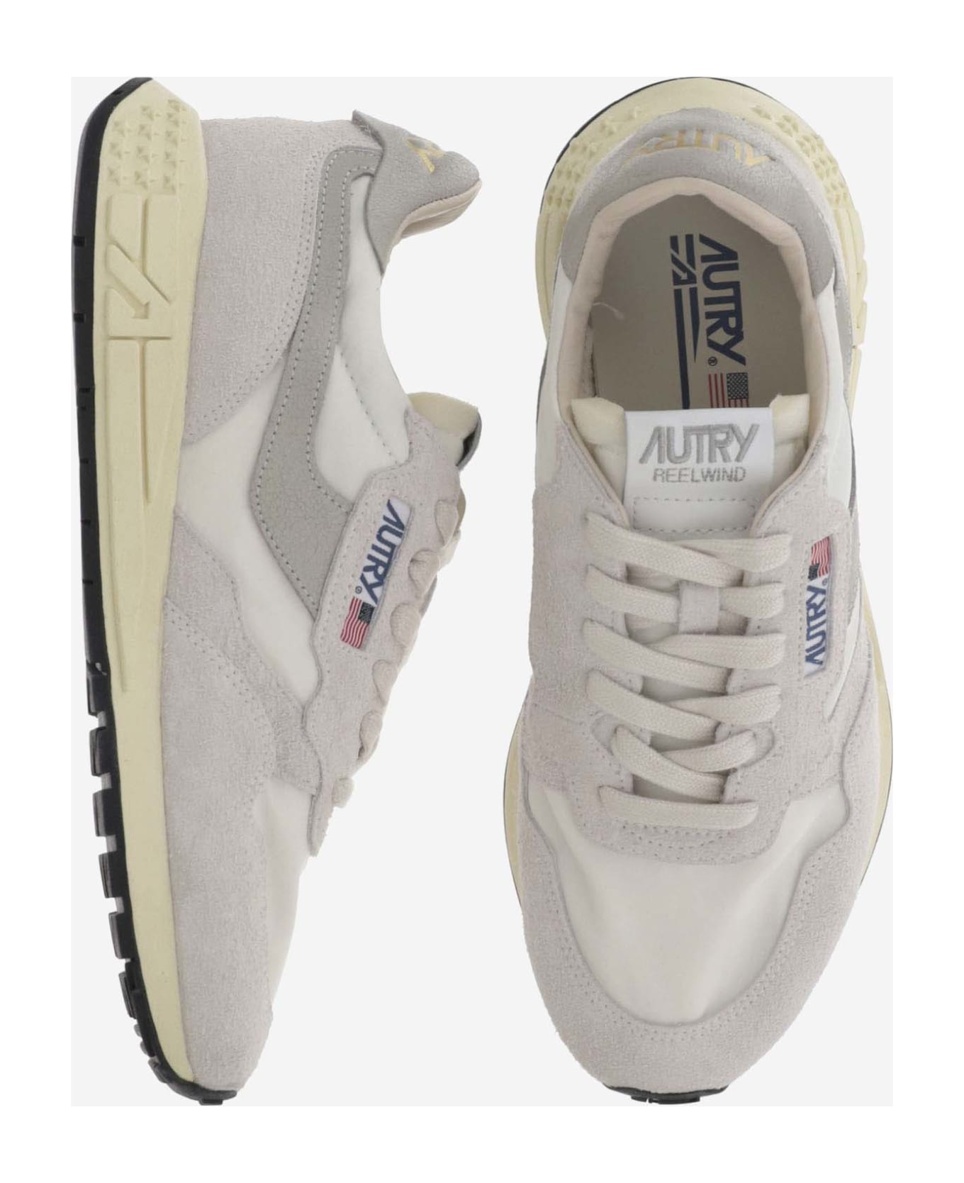 Autry Reelwind Low Nylon And Suede Sneakers - Wht/nat