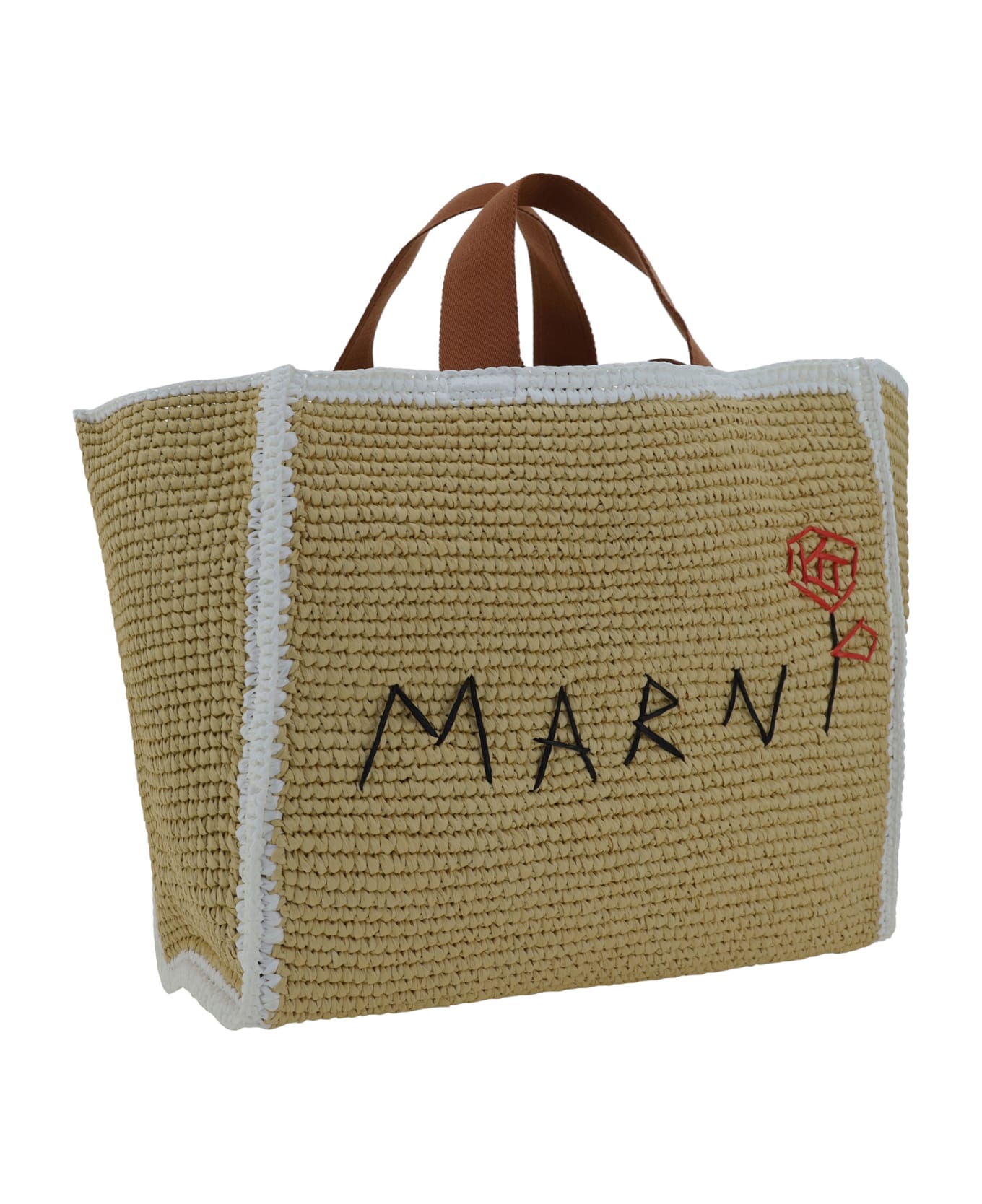 Marni Tote Sillo Medium Handbag - Natural/white/rust