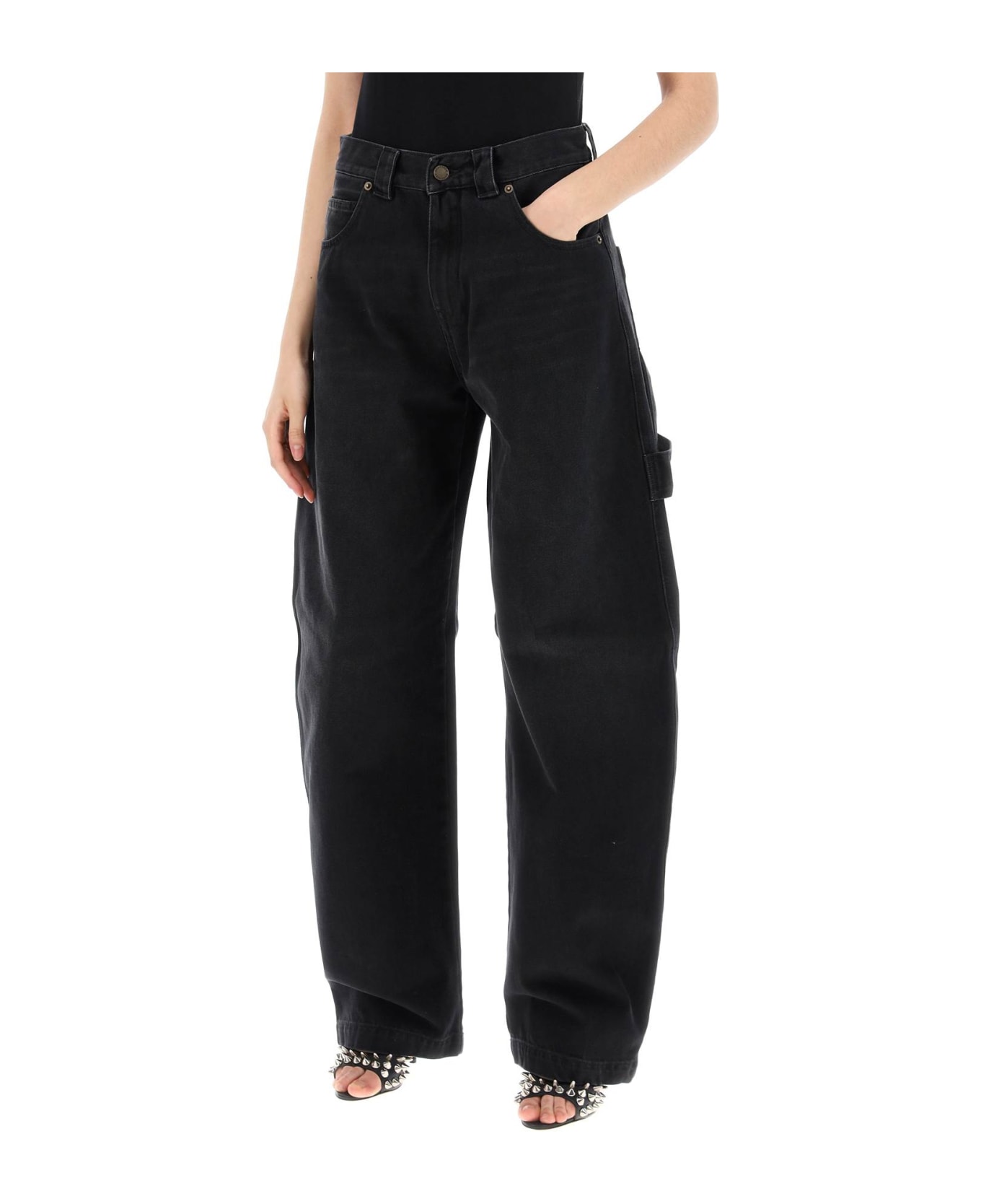 DARKPARK Audrey Cargo Jeans With Curved Leg - WASHED BLACK (Black)