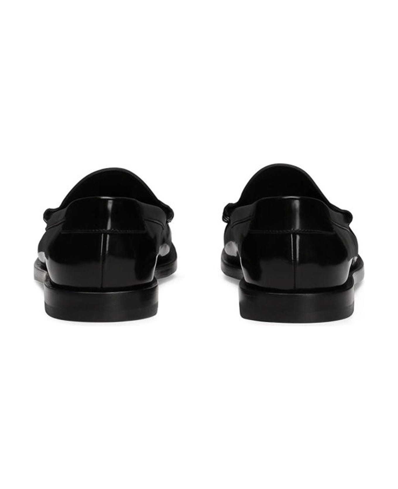Dolce & Gabbana Leather Logo Loafers - Black