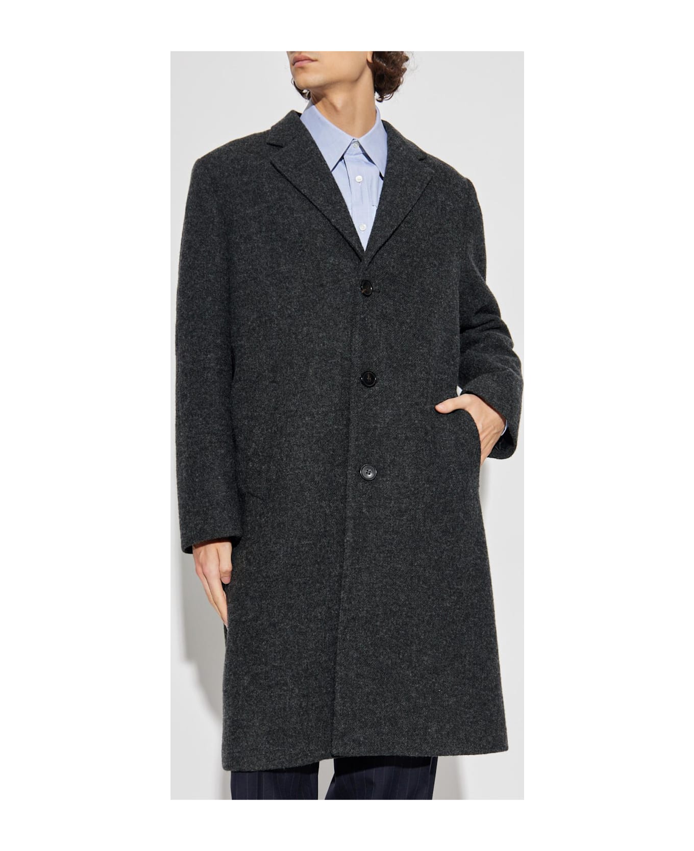 Maison Margiela Coat With Woolen Trim - GREY