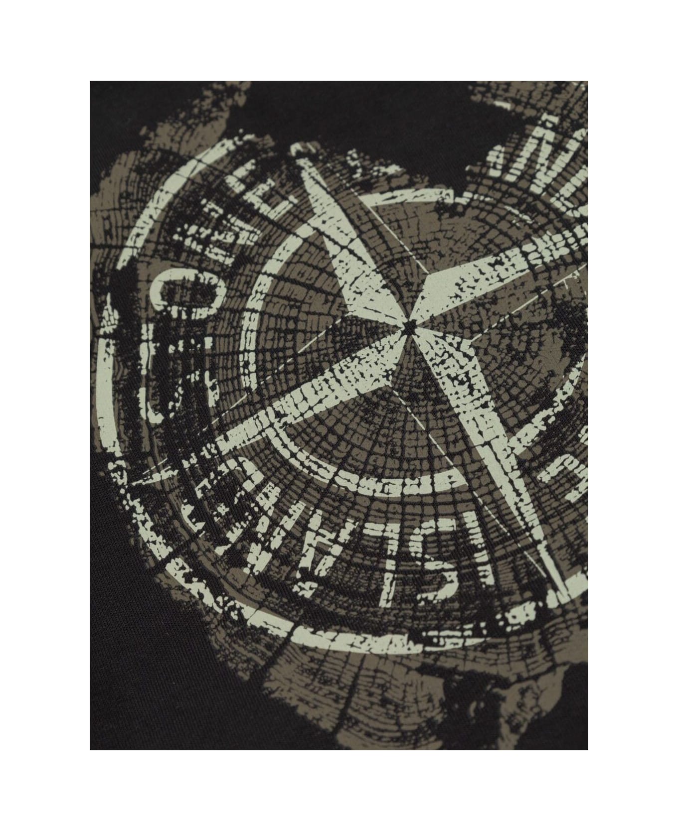 Stone Island Junior Black Hoodie With Fixed Hood And Maxi Logo Print On The Front In Cotton Boy - Black