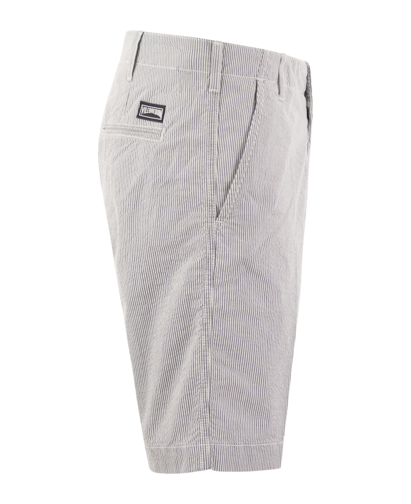 Vilebrequin Micro Striped Cotton Bermuda Shorts - Blue ショートパンツ