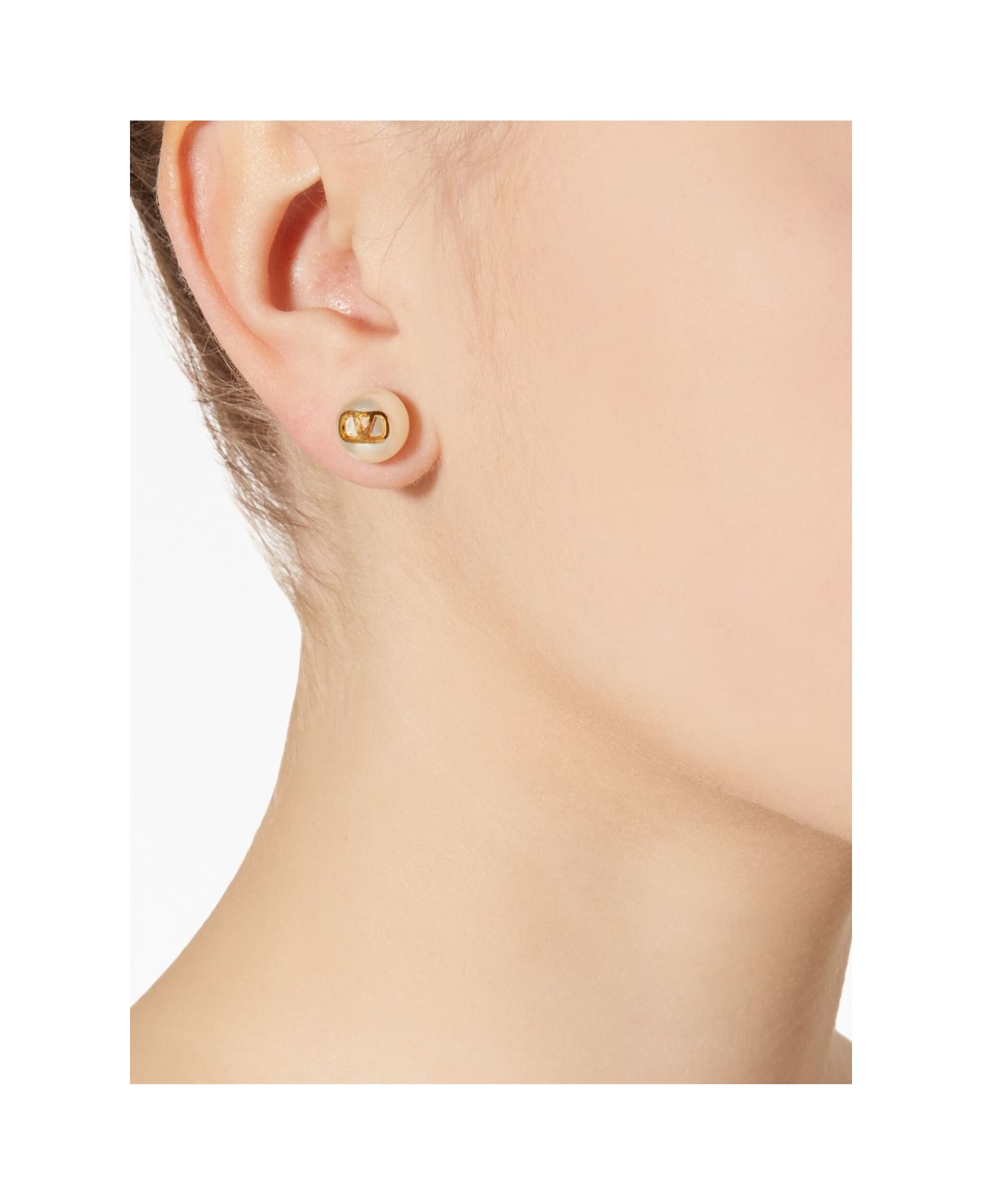 Valentino Garavani Vlogo Pearl Earrings - Golden