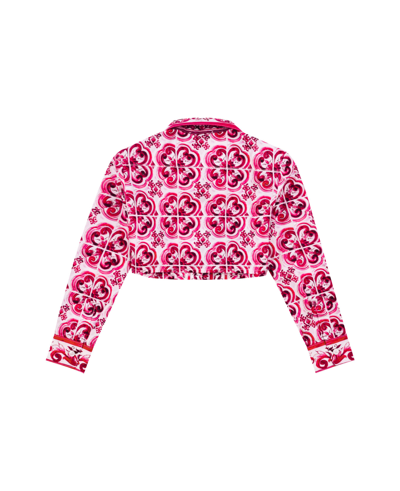 Dolce & Gabbana Short Shirt With Fuchsia Majolica Print - Pink