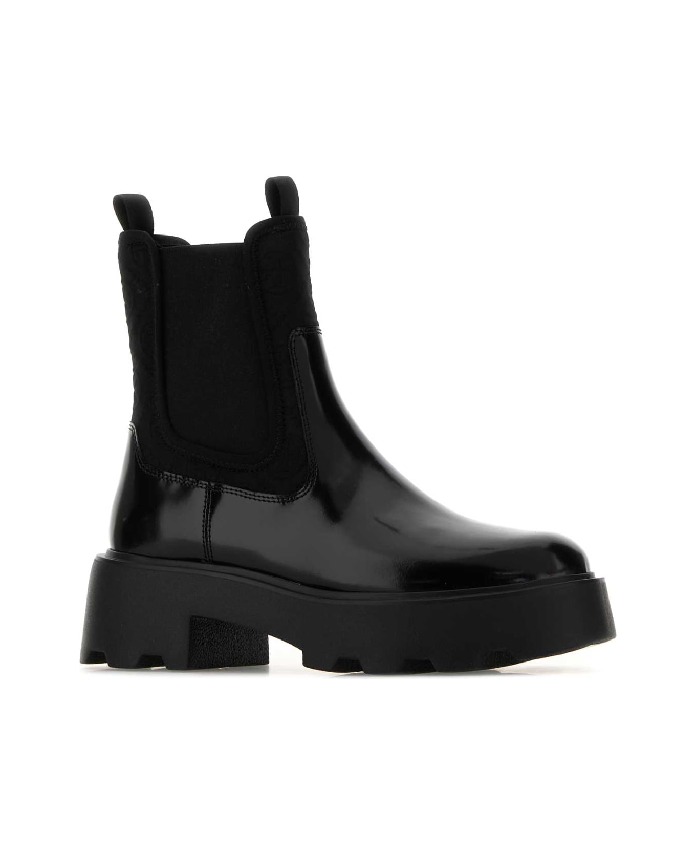 Tory Burch Black Leather And Fabric Chelsea Ankle Boots - Black