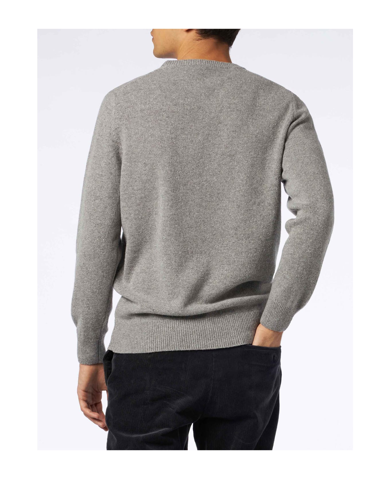 MC2 Saint Barth Man Crewneck Donegal Sweater With Country Dog Jacquard - GREY