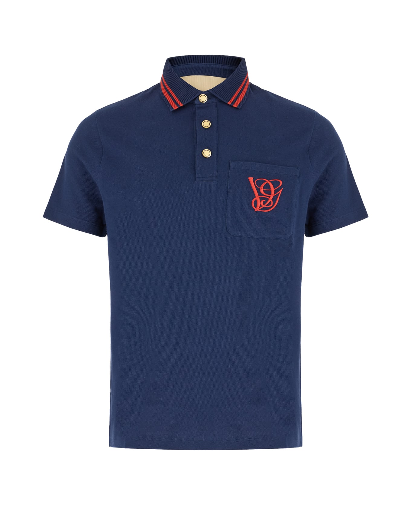 Valentino Garavani Navy Blue Piquet Polo Shirt - Blu