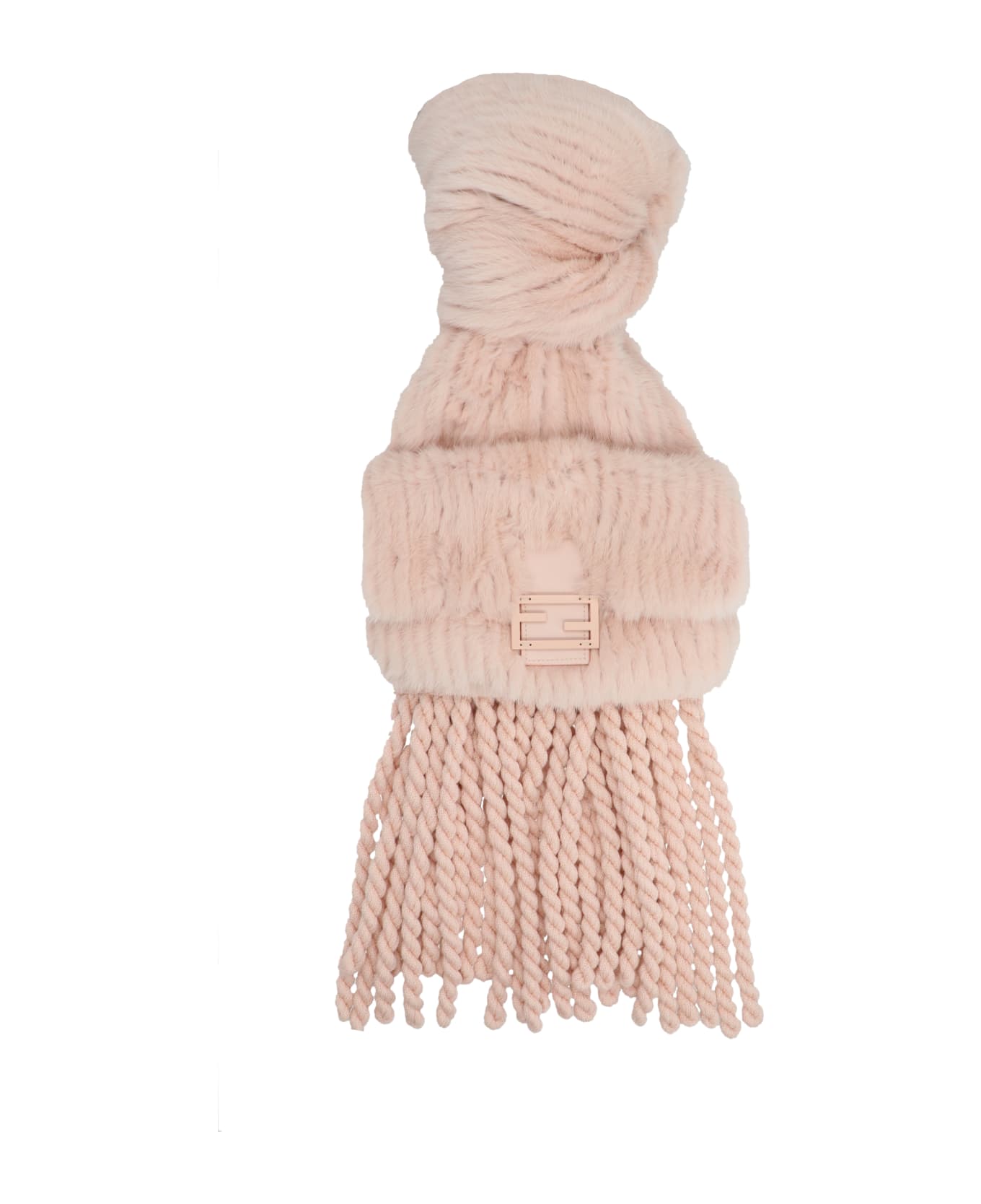 Fendi Mink And Wool Scarf - Pink