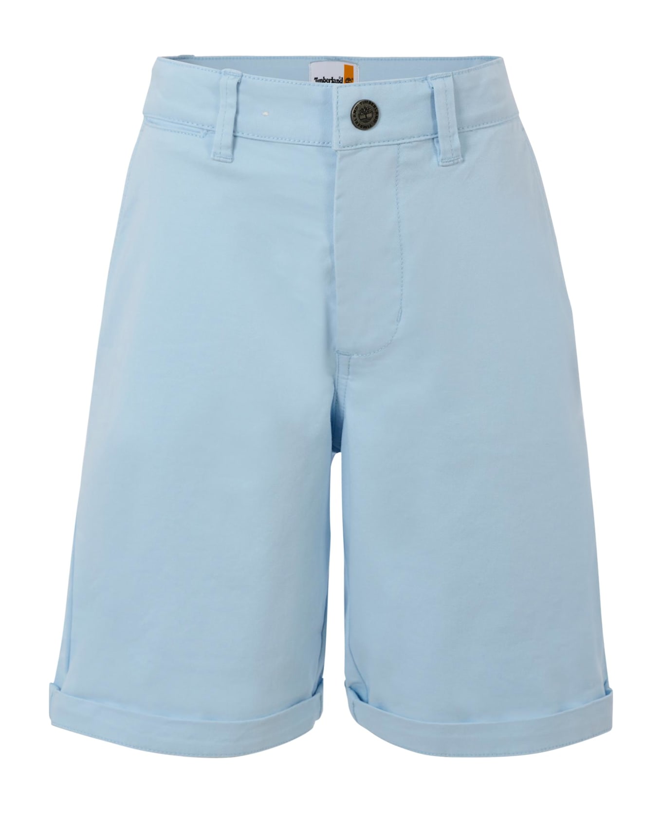 Timberland Light Blue Shorts For Boy With Logo - Light Blue