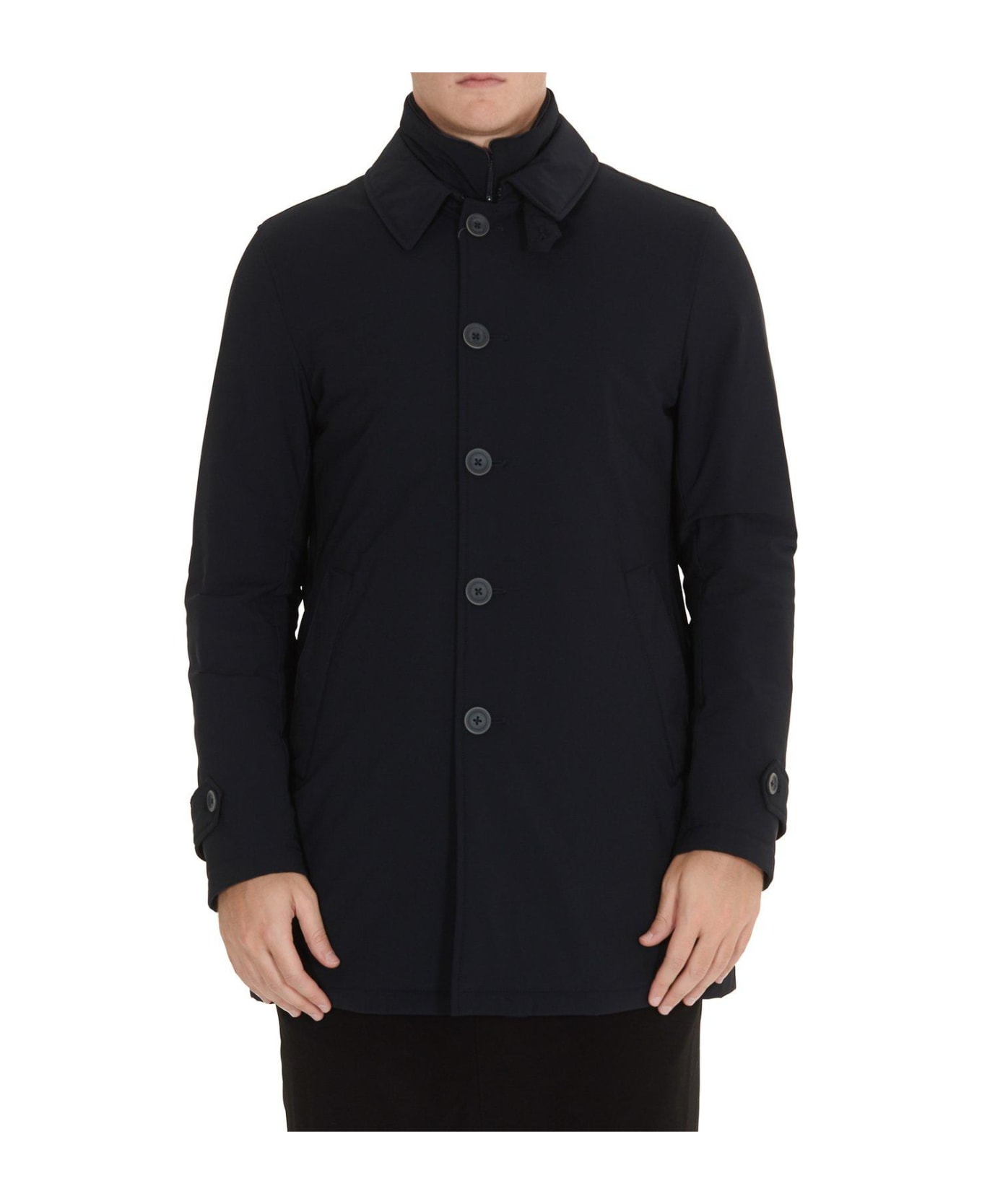 Herno Buttoned Down Coat - BLUE