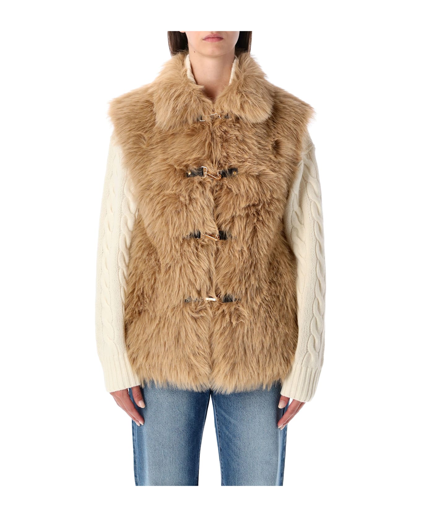 urbancode Reversible Faux Fur Gilet - CARAMEL