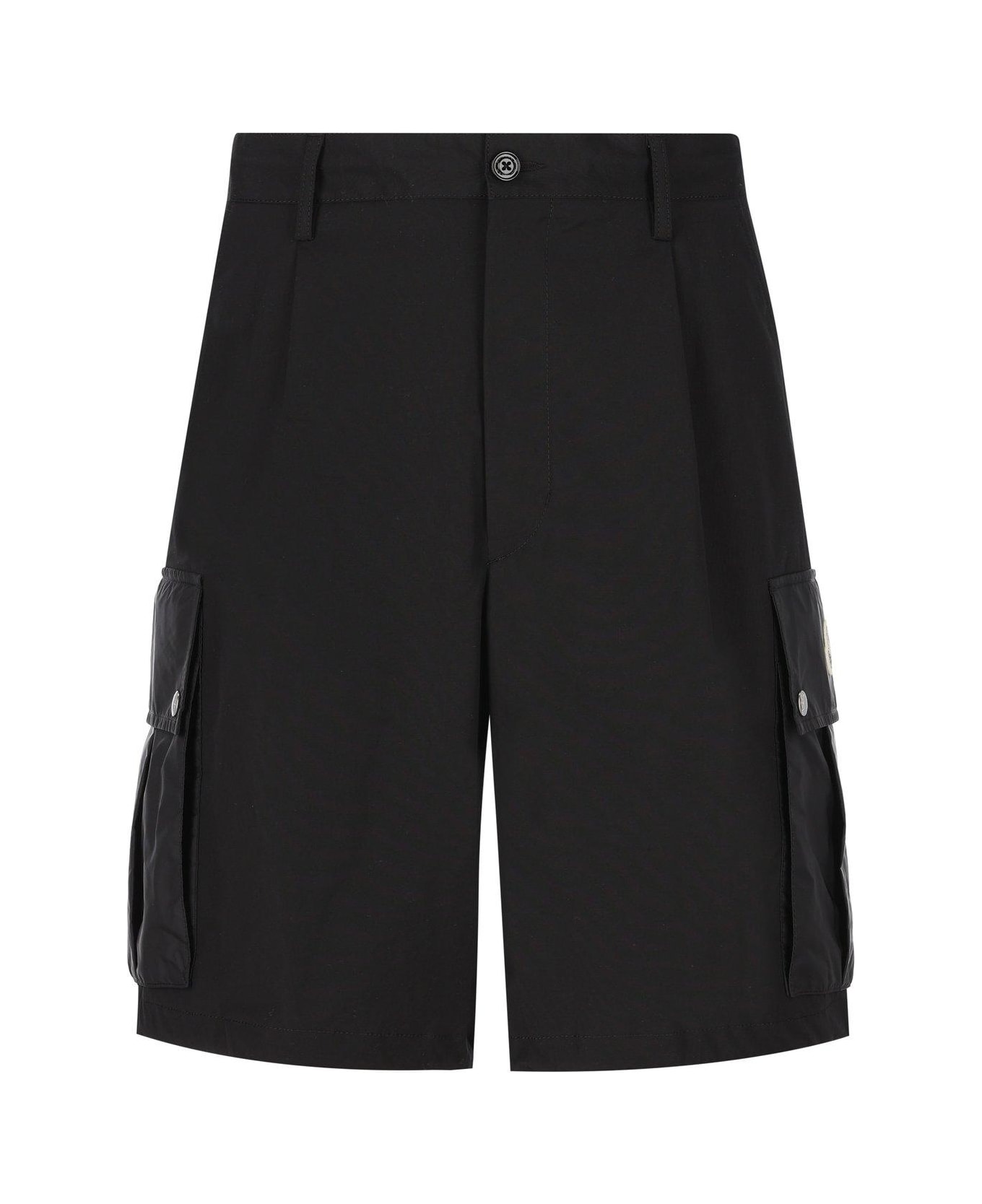 Moncler Button Detailed Logo Patch Shorts - Black ショートパンツ