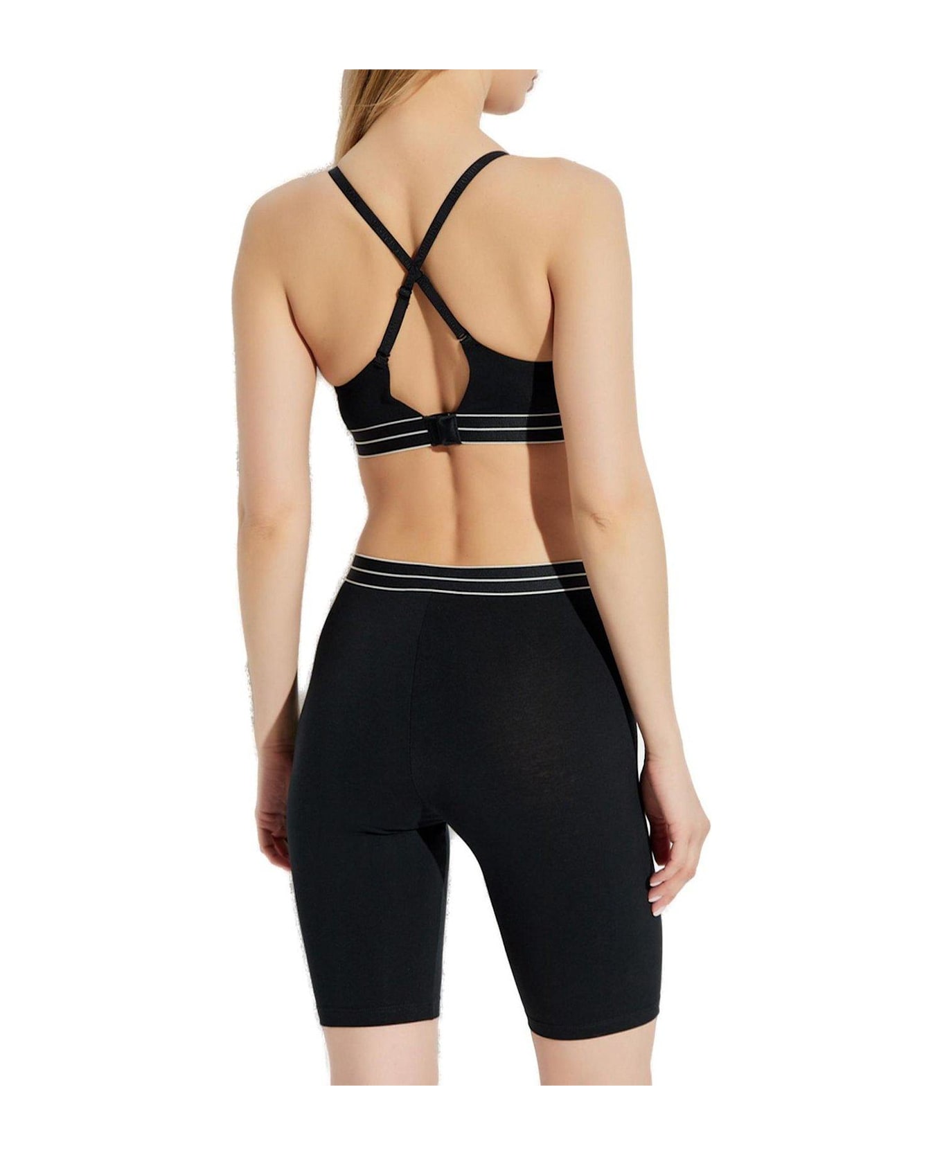 Emporio Armani Logo Waistband Asv Biker Shorts - Black