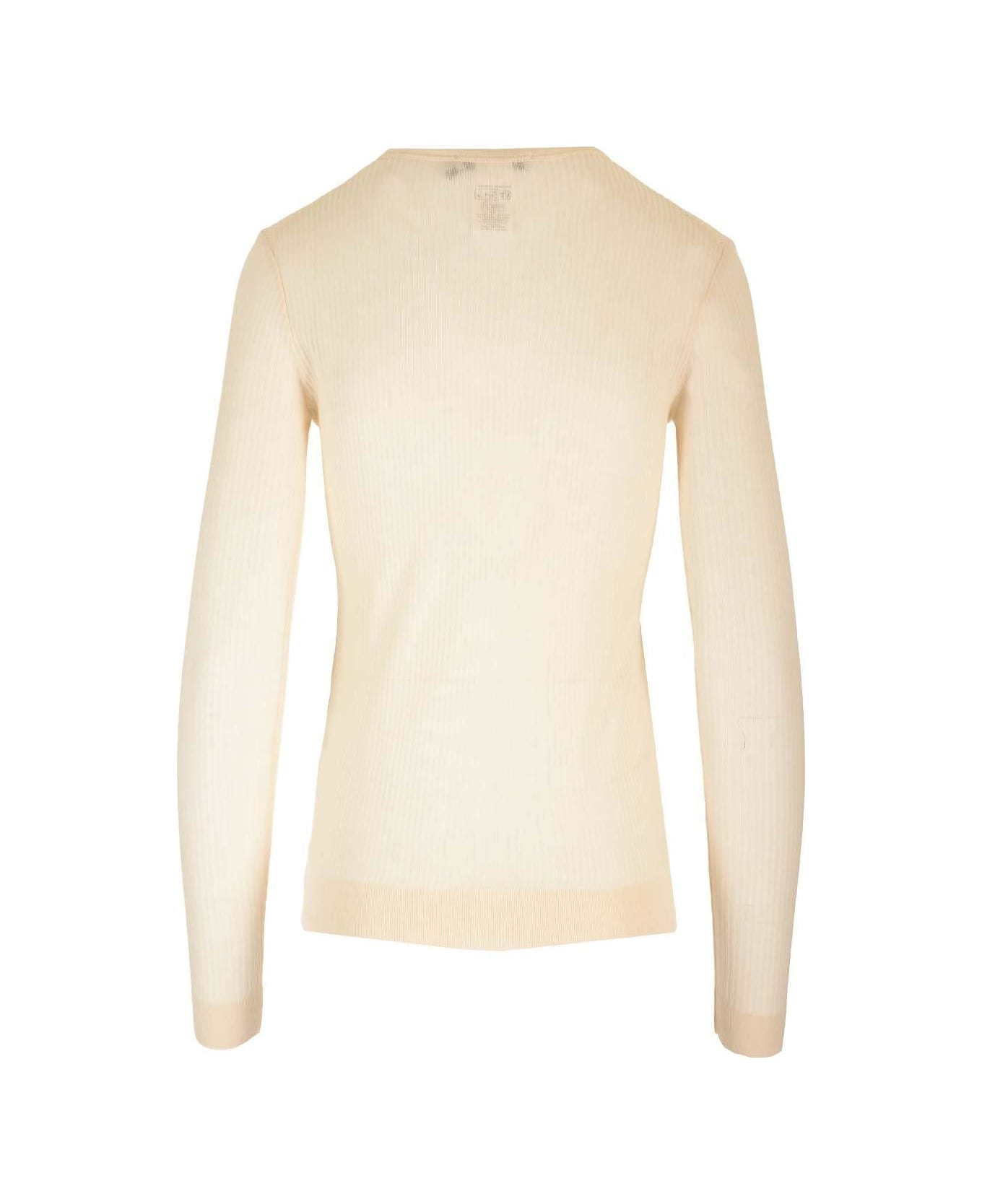 Lemaire Long-sleeved Crewneck Ribbed Top - NEUTRALS