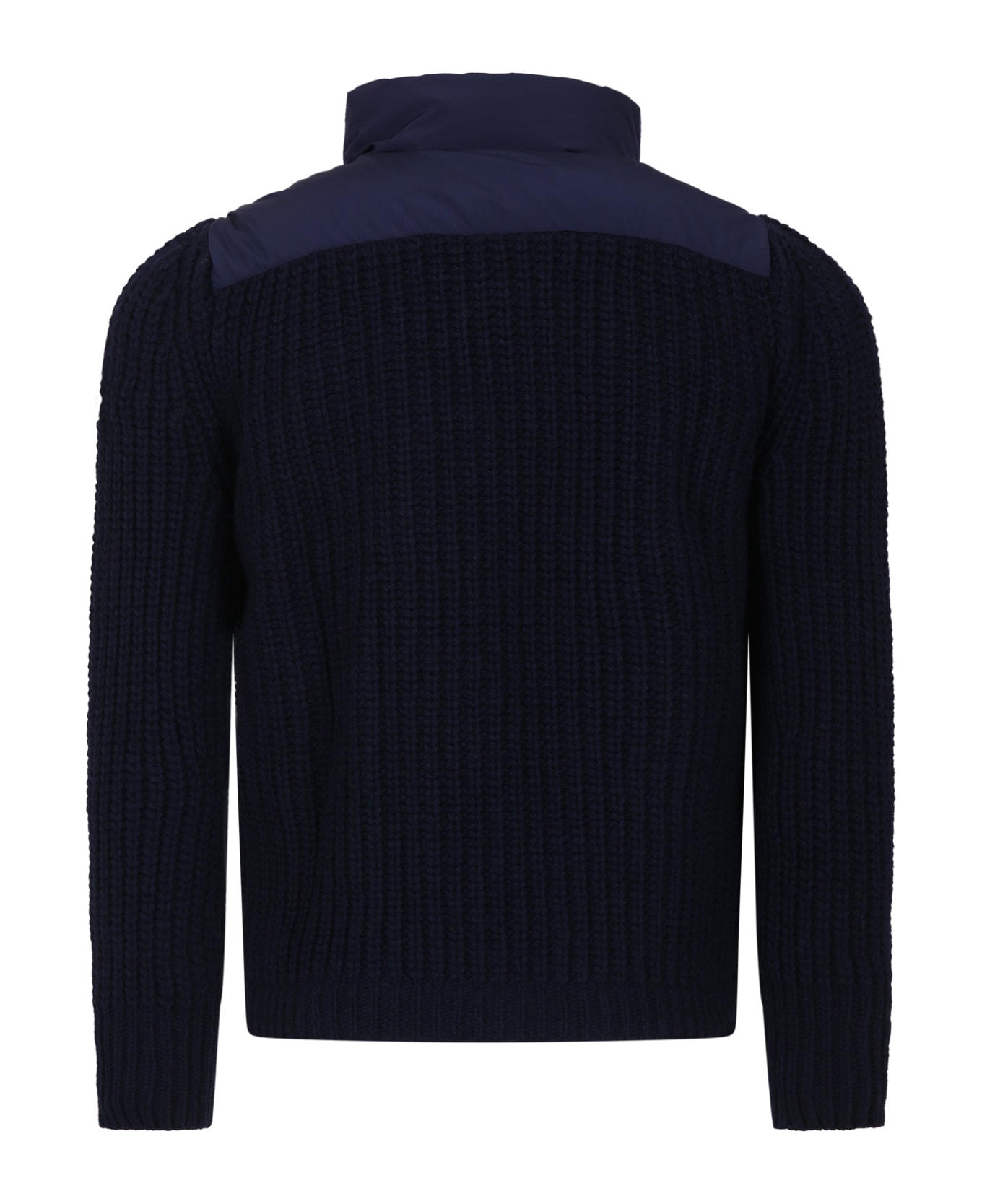 Moncler Blue Cardigan For Boy With Logo - Blue